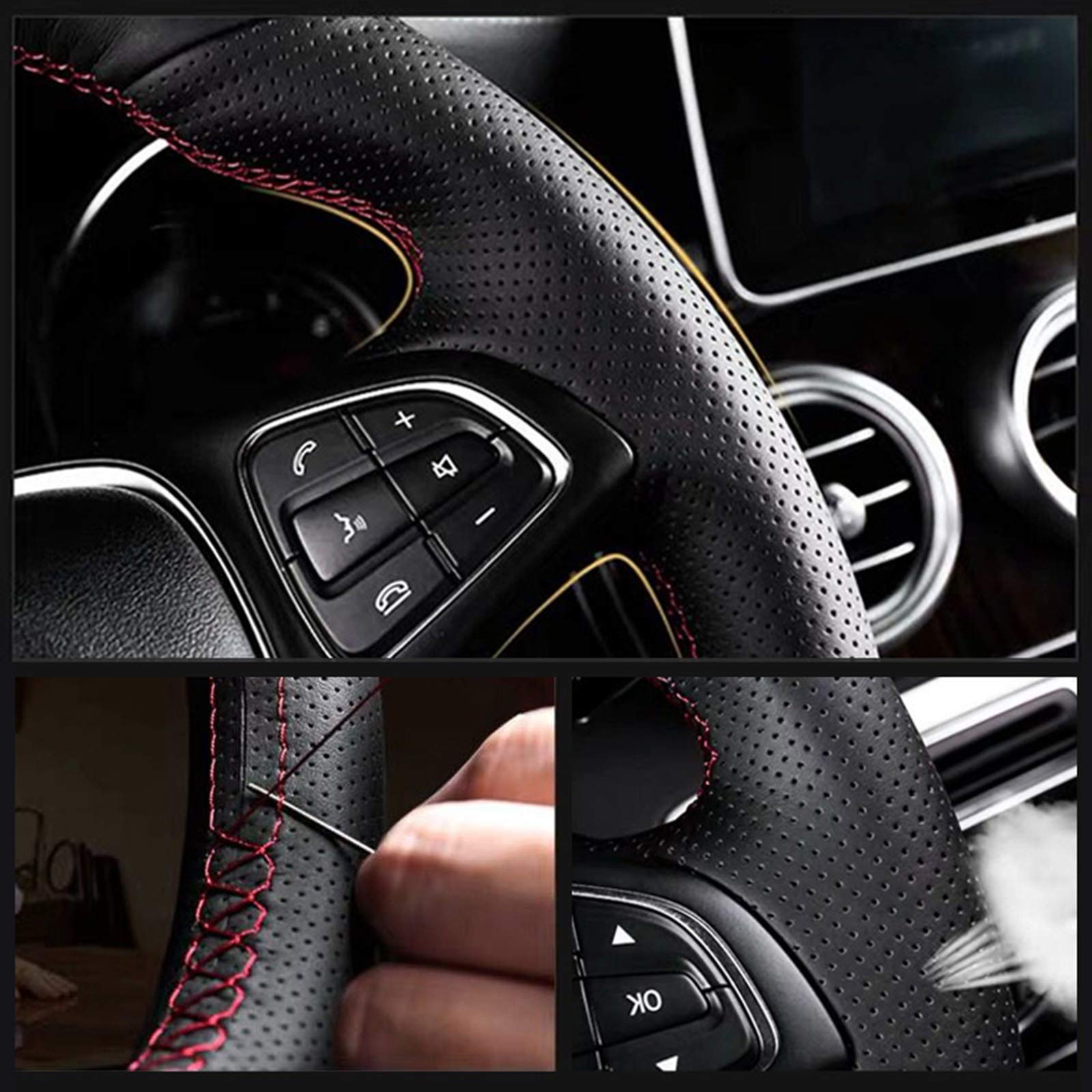 Premium Leather Steering Wheel Cover for Lexus ES250 ES300h GS250 GS300h RX270 RX350 - Hand Stitched DIY Upgrade for Comfort & Grip - Perfect for Daily Commute & Long Road Trips