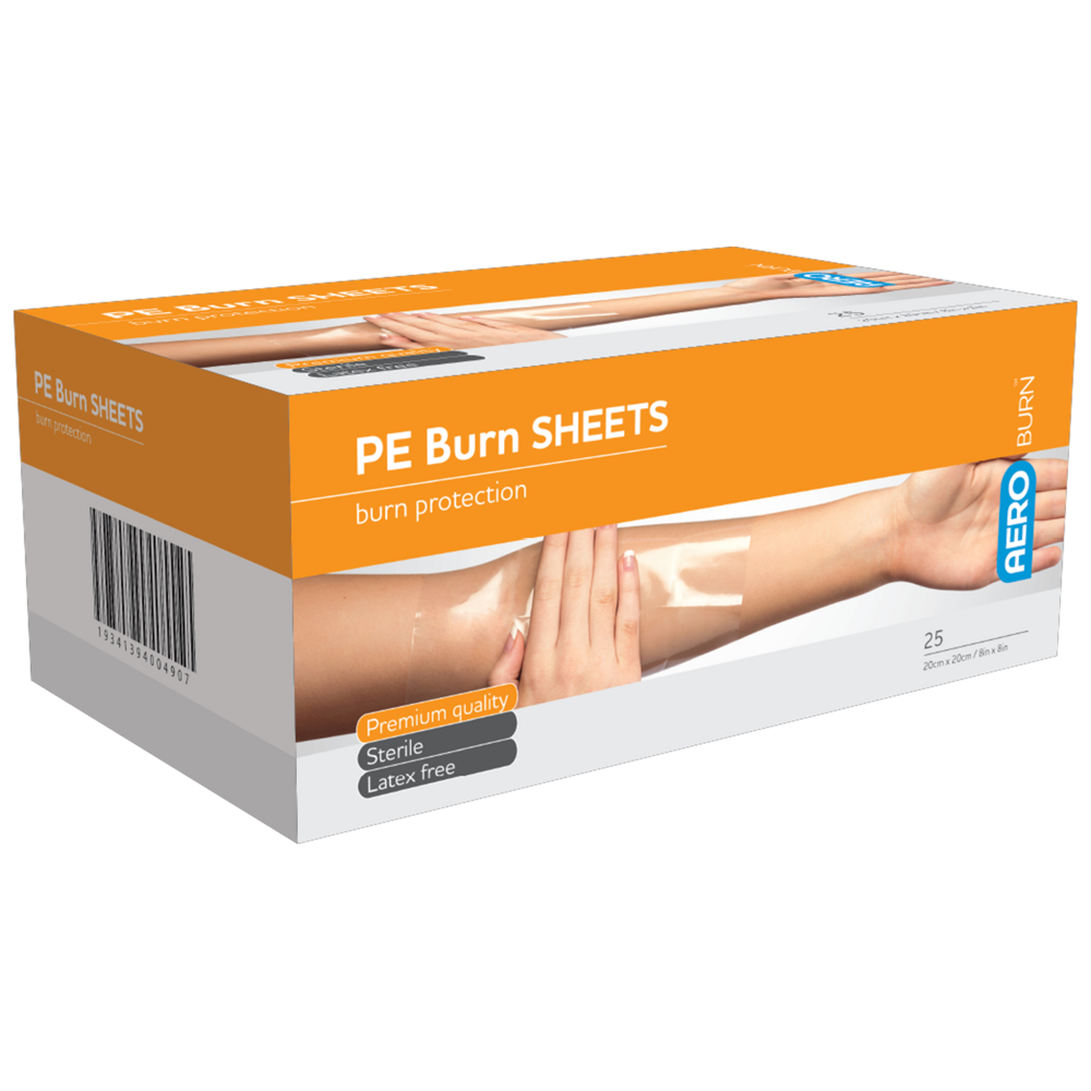 25 Pack Polyethylene Burn Sheets 20x20cm - Disposable Non-Stick Wound Dressing for First Aid, Tattoo Aftercare & Minor Burns Treatment