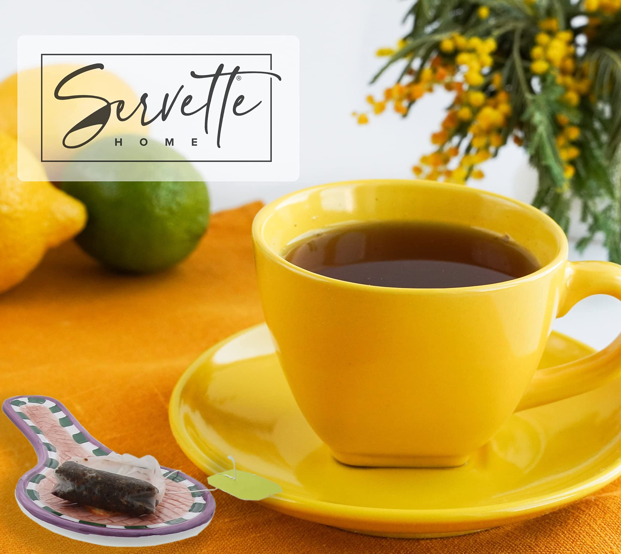 Ceramic Spoon Rest - Lemon Shaped Kitchen Décor for Teaspoons & Tea Bags | Heat-Resistant & Stylish Countertop Organizer for Cooking, Baking & Tea Time
