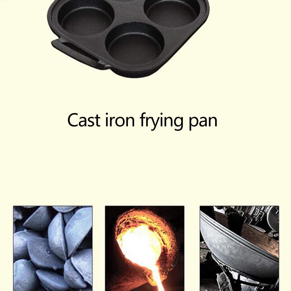 XBSXP Cast Iron Non-Stick Frying Pan - Omelette Egg Burger Cup Cooker, Pancake & Griddle Pan, Induction Compatible - Perfect for Breakfast, Camping & Outdoor Cooking