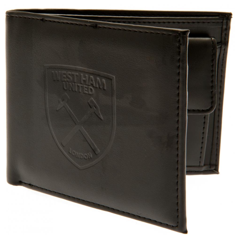 West Ham United Genuine Leather Debossed Wallet for Men - Slim Bifold RFID Blocking Credit Card Holder - Perfect for Gifts, Travel & Everyday Use