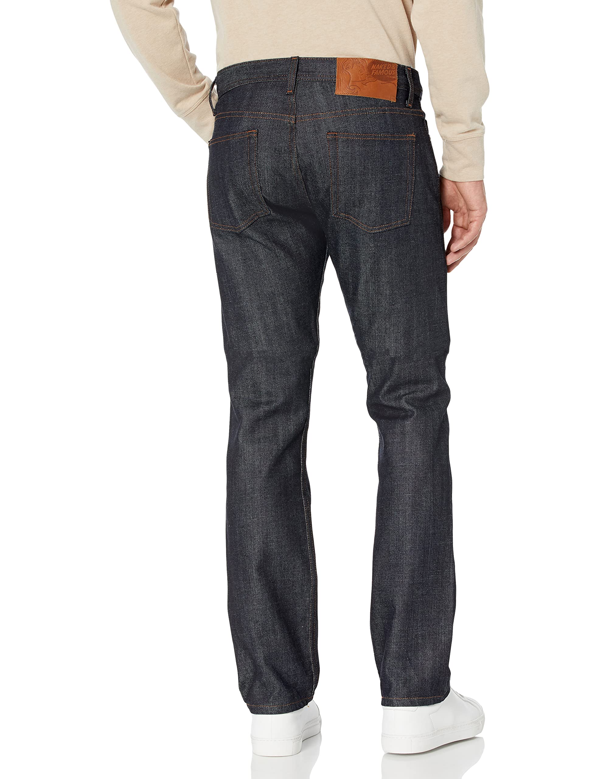 Naked & Famous Denim Men's Weird Guy Indigo Stretch Selvedge Jeans | Slim Tapered Fit | Premium Raw Denim Pants for Casual Wear & Street Style