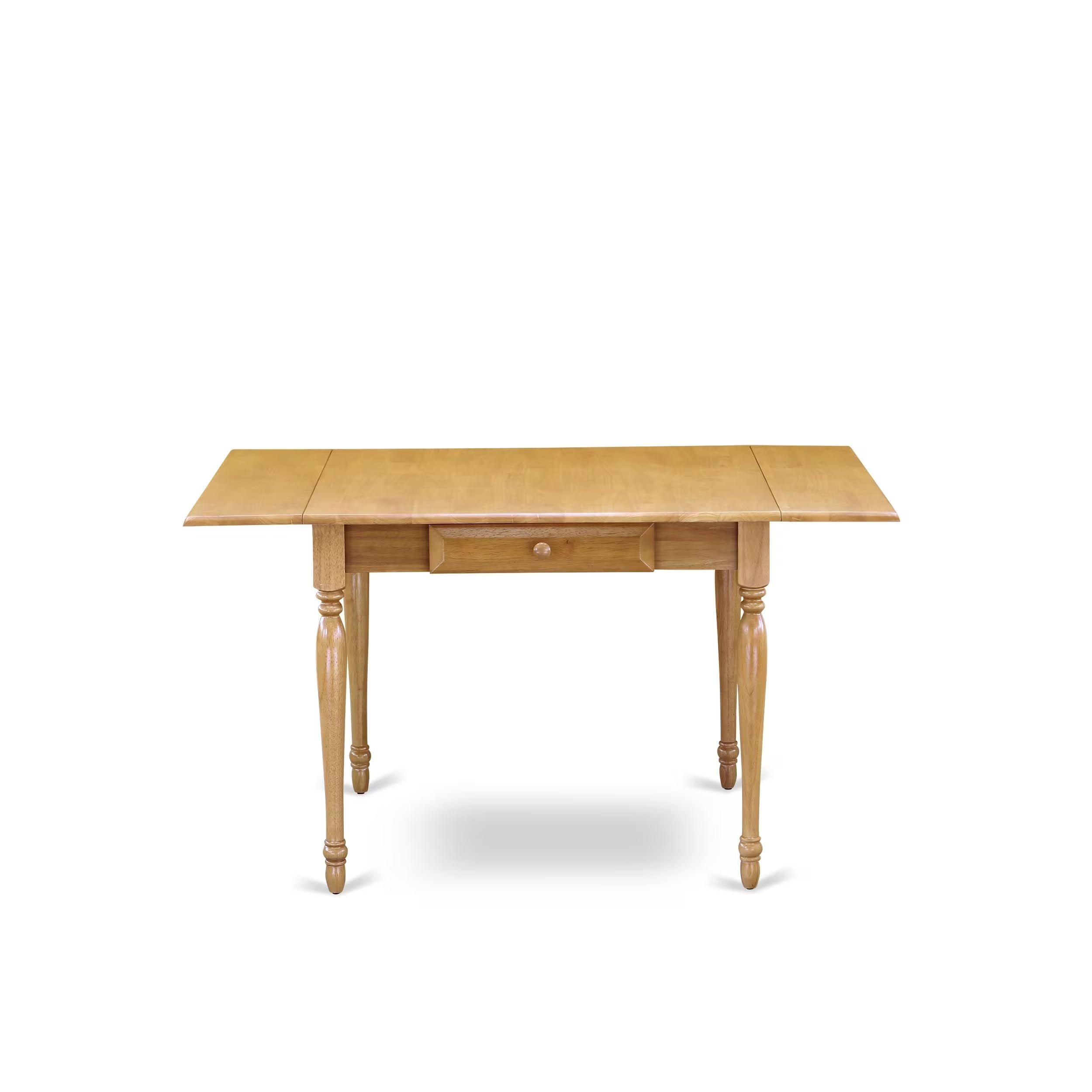East West Furniture MZDL3-OAK-W 3 Piece Oak Kitchen Table Set with Drop Leaf - 36x54 Inch Rectangle Dining Table & 2 Chairs - Space Saving Solution for Small Apartments, Breakfast Nooks & Cozy Dining Areas