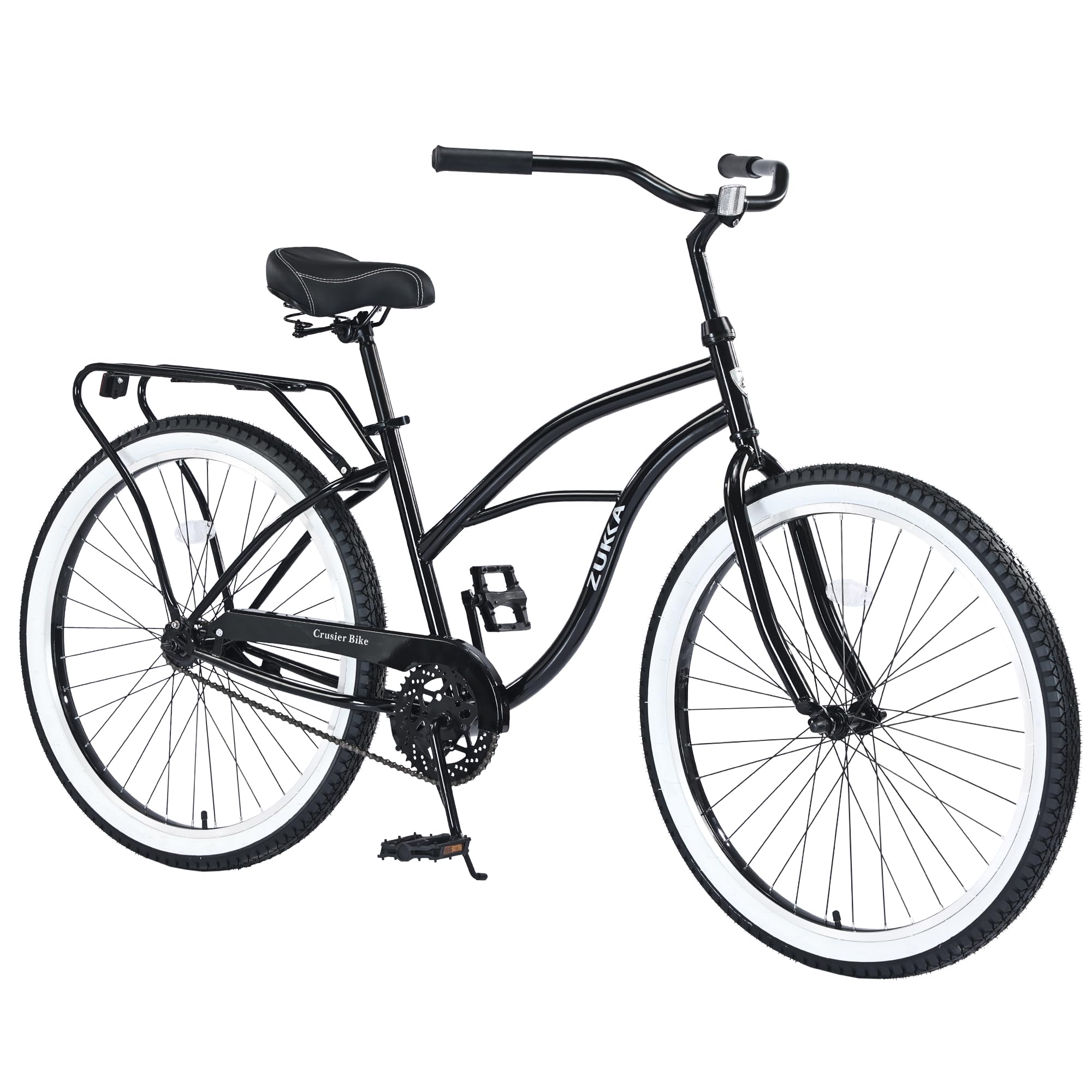 26 Inch Beach Cruiser Bike for Men & Women - Single Speed Hybrid Commuter Bike with Adjustable Steel Frame, Comfortable Leather Saddle - Ideal for Beach Rides, City Commuting & Senior Leisure (4 Color Options)