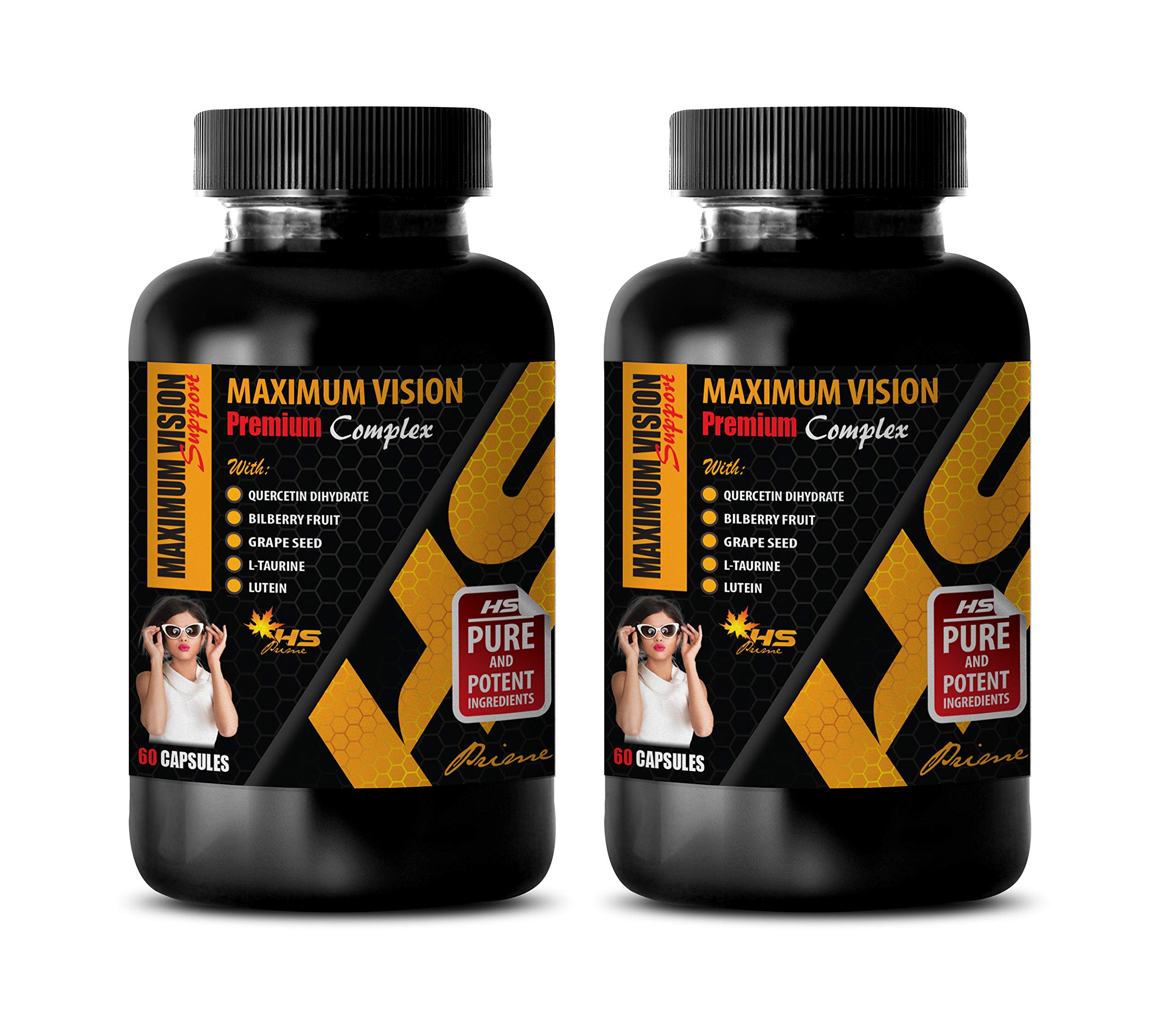 Premium Eye Vitamins with Lutein & Grape Seed Extract - Natural Vision Support Supplement - 120 Capsules (2 Bottles) - Supports Digital Eye Strain, Reading & Night Vision for Adults