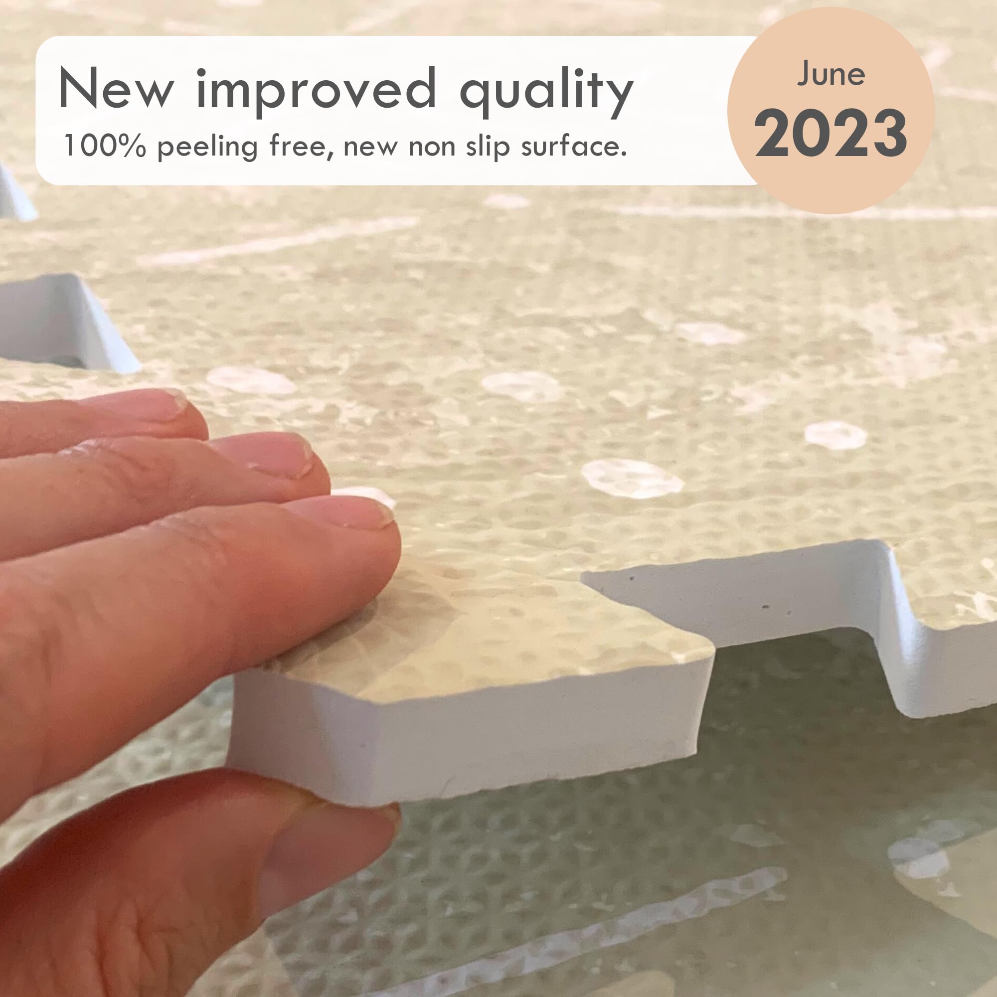 Lillefolk Soft Thick Non-Toxic Foam Play Mat for Babies - 6ft x 6ft Large Interlocking Puzzle Tiles for Tummy Time, Crawling & Nursery Flooring (Beige, 9 Tiles) - Perfect for Playrooms, Daycares & Safe Baby Play Areas