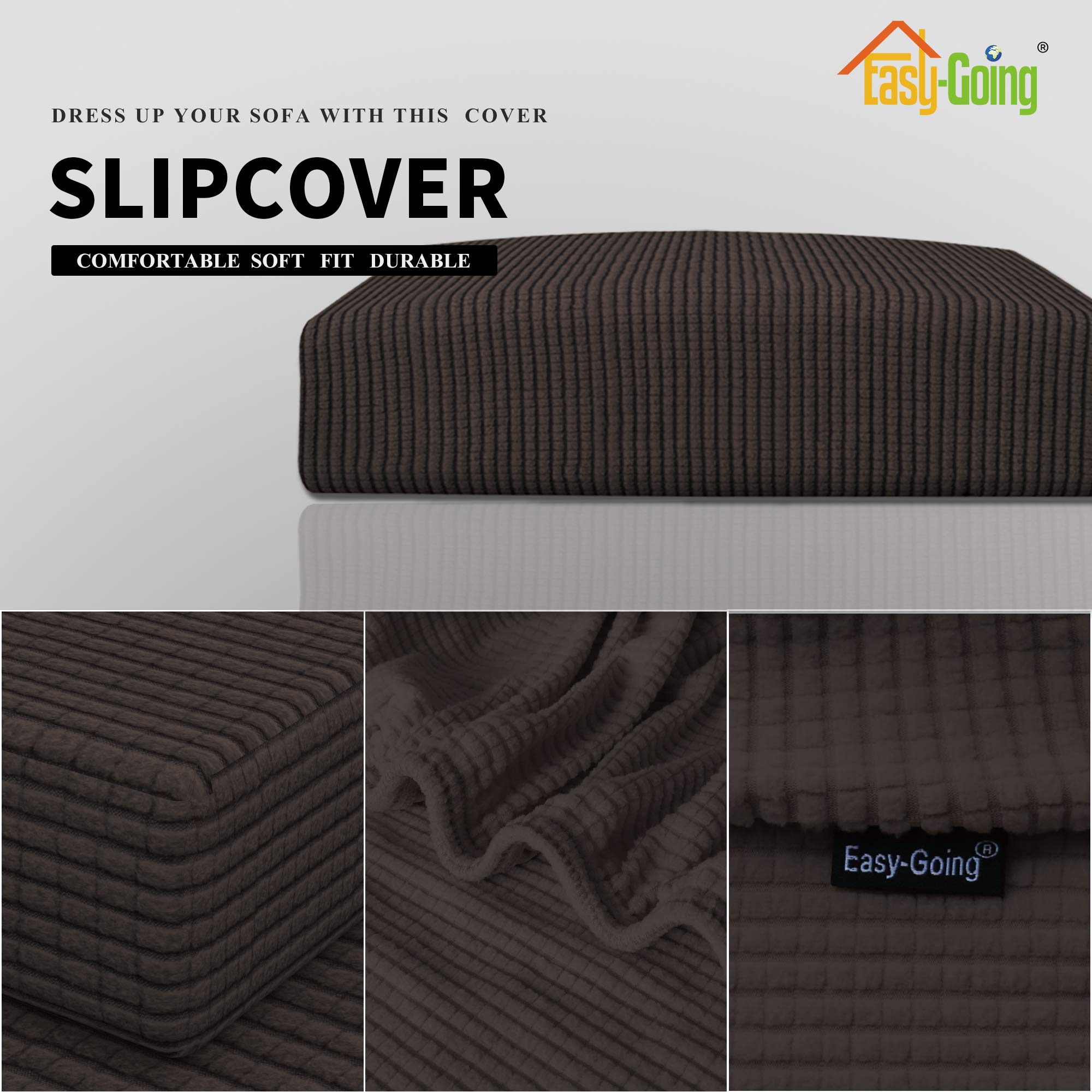 Stretchable Sofa Cushion Cover - Elastic Bottom Furniture Protector Slipcover for Chairs & Couches (Chocolate Brown) - Perfect for Living Room, Office & Home Decor