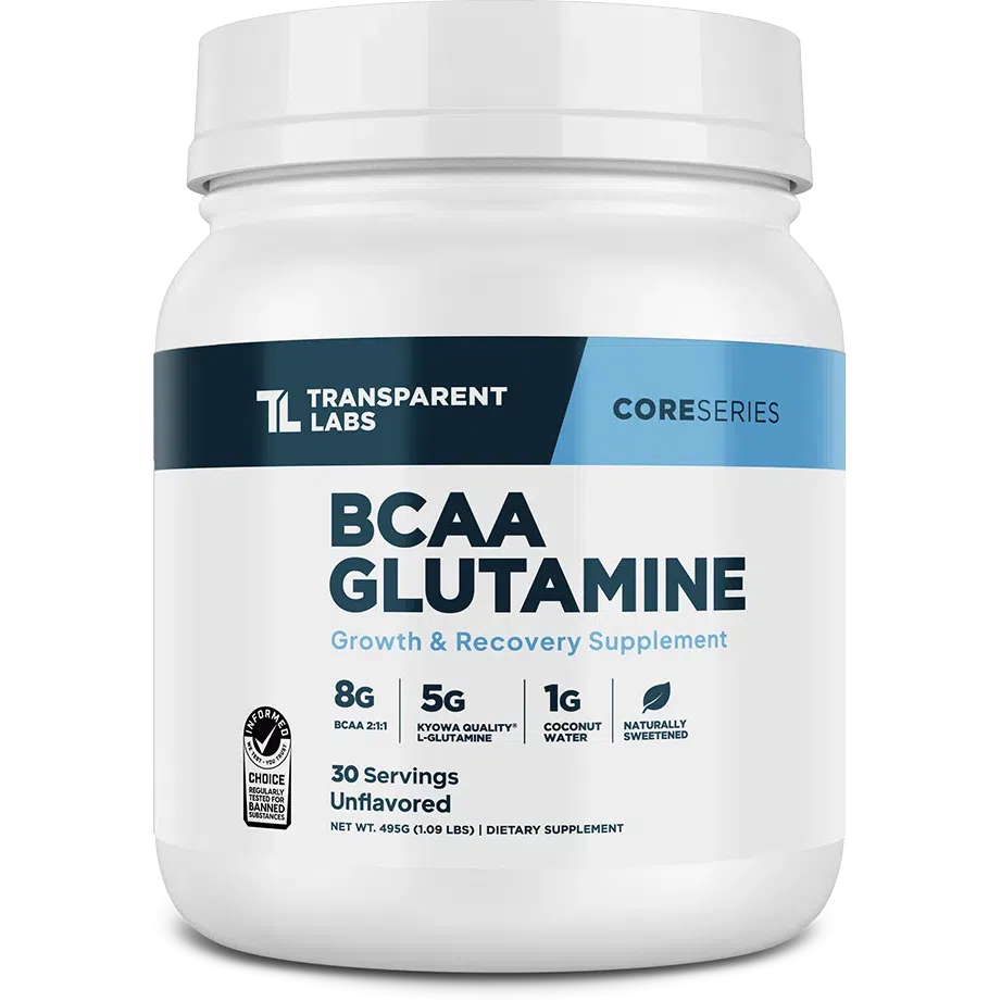 Transparent Labs BCAA Glutamine Powder - Premium Branched Chain Amino Acid Supplement for Muscle Recovery & Growth - Ideal for Post-Workout, Fitness & Bodybuilding