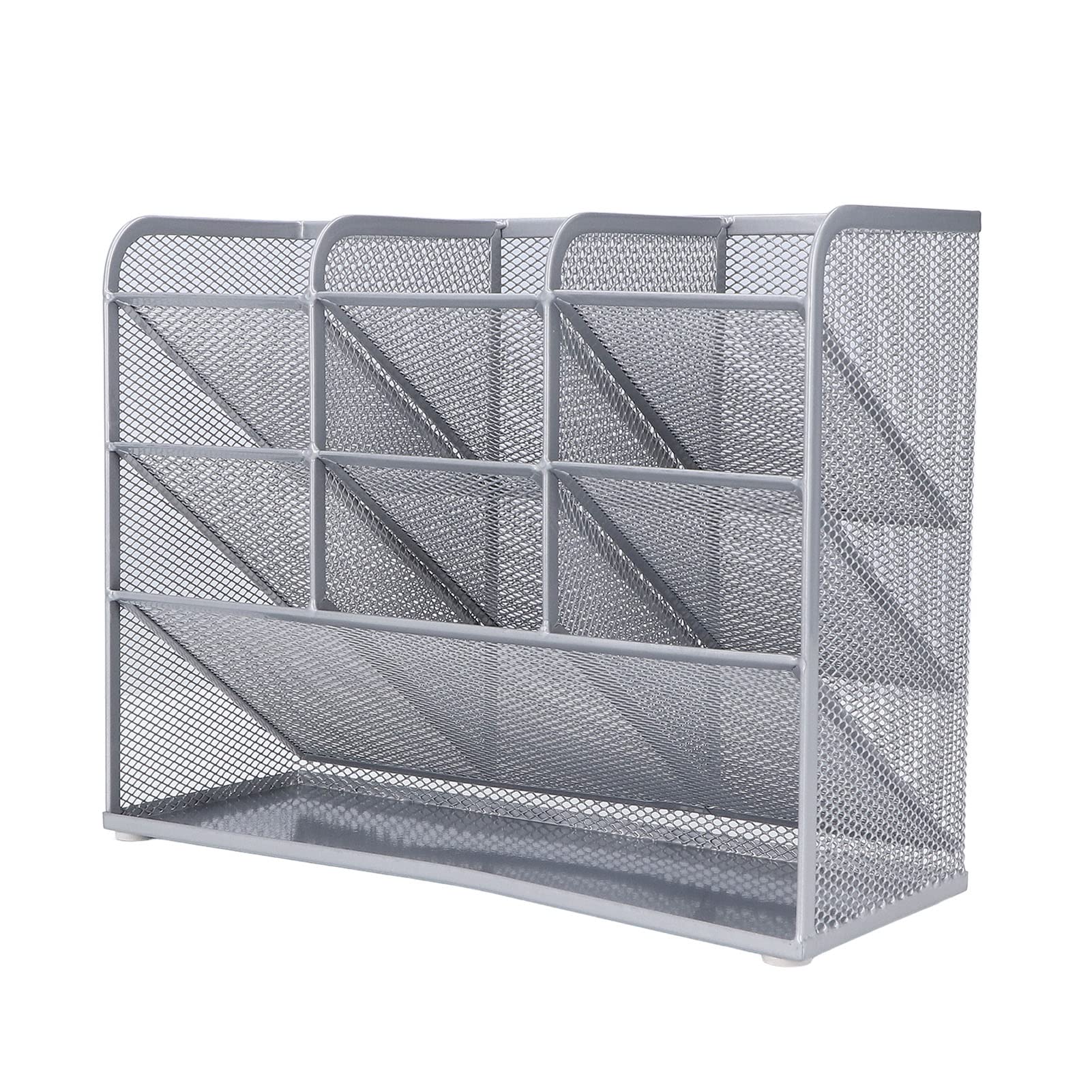 9 Grid Mesh Pen Holder Organizer - Large Capacity 45° Tilt Design for Pencils, Markers & Office Supplies | Perfect for Home, Office & School Desks