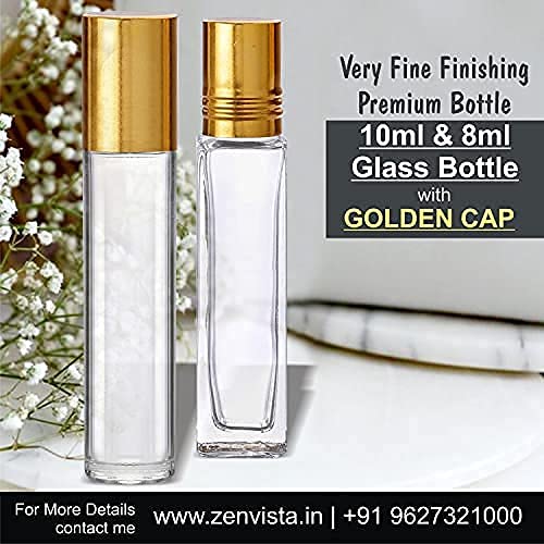 Zenvista 10ml Reusable Roll On Glass Bottles (Pack of 10) - Refillable Essential Oil Bottles for DIY Perfume, Aromatherapy, Lip Balm & Travel | Clear Transparent Leak-Proof Container for Home, Office & Gym Use