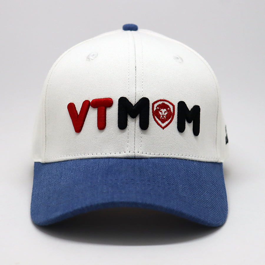 Future Looks Bright VT MOM White & Denim Dual Tone Snapback Hat | Adjustable Baseball Cap for Women & Men | Perfect for Sports, Outdoor Activities & Casual Wear