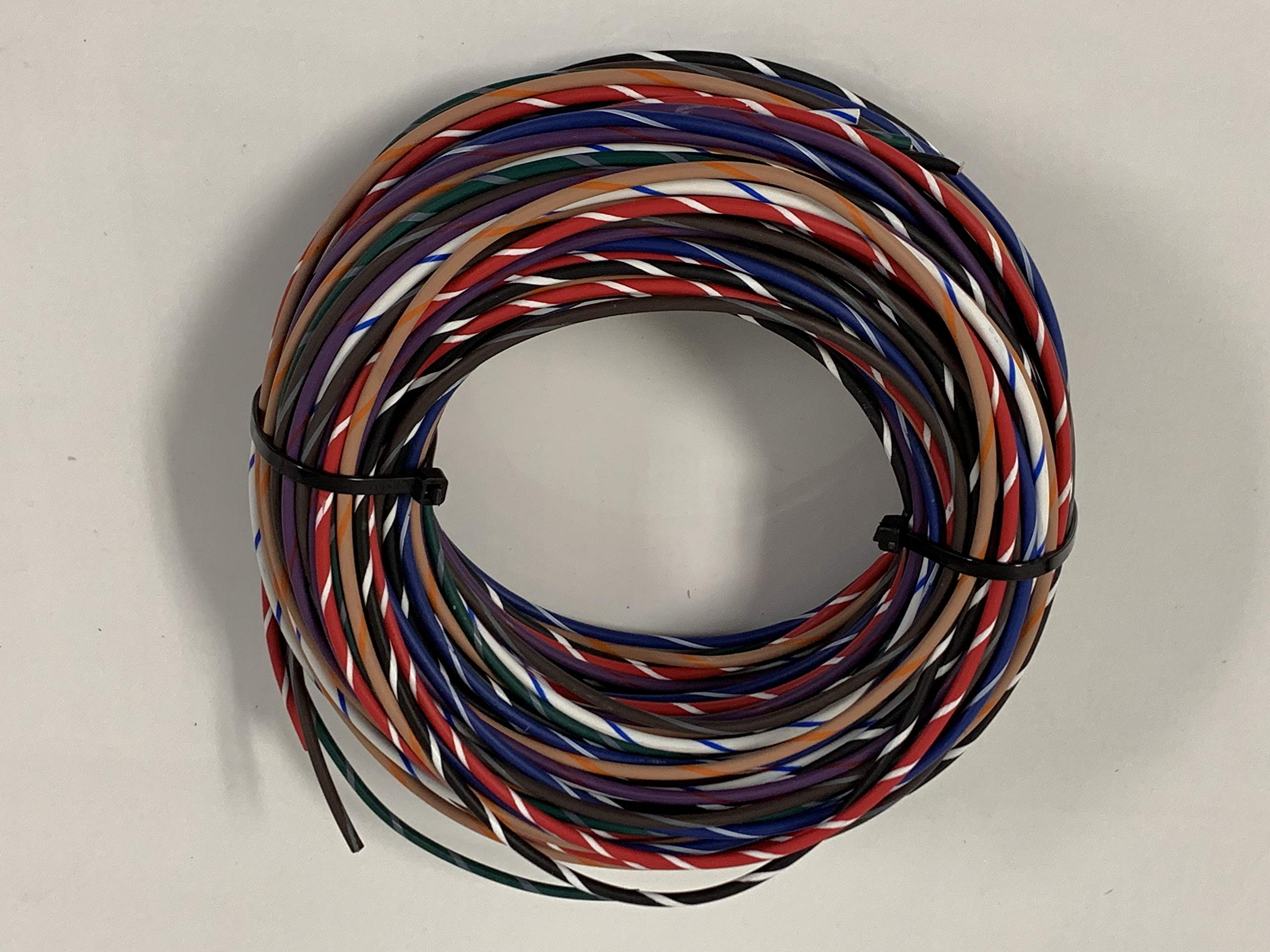 12 AWG GXL Automotive High Temp Wire - Stranded Copper, 8 Color Stripes (25ft Coil, Made in USA) - Perfect for Car Audio, Engine Wiring & Marine Applications
