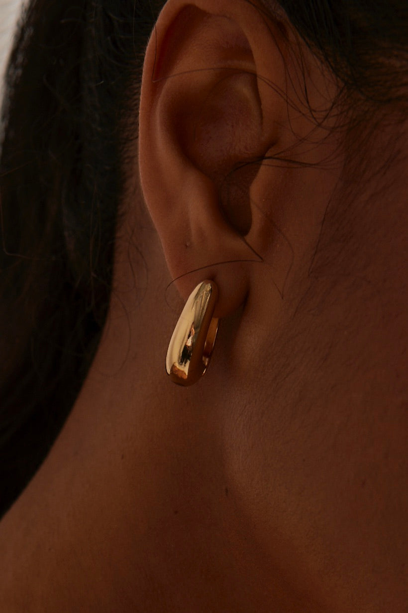 Chunky Drop Gold Hoop Earrings for Women - 14K Gold Plated Statement Dangle Earrings - Trendy Boho Jewelry for Party, Wedding & Everyday Wear