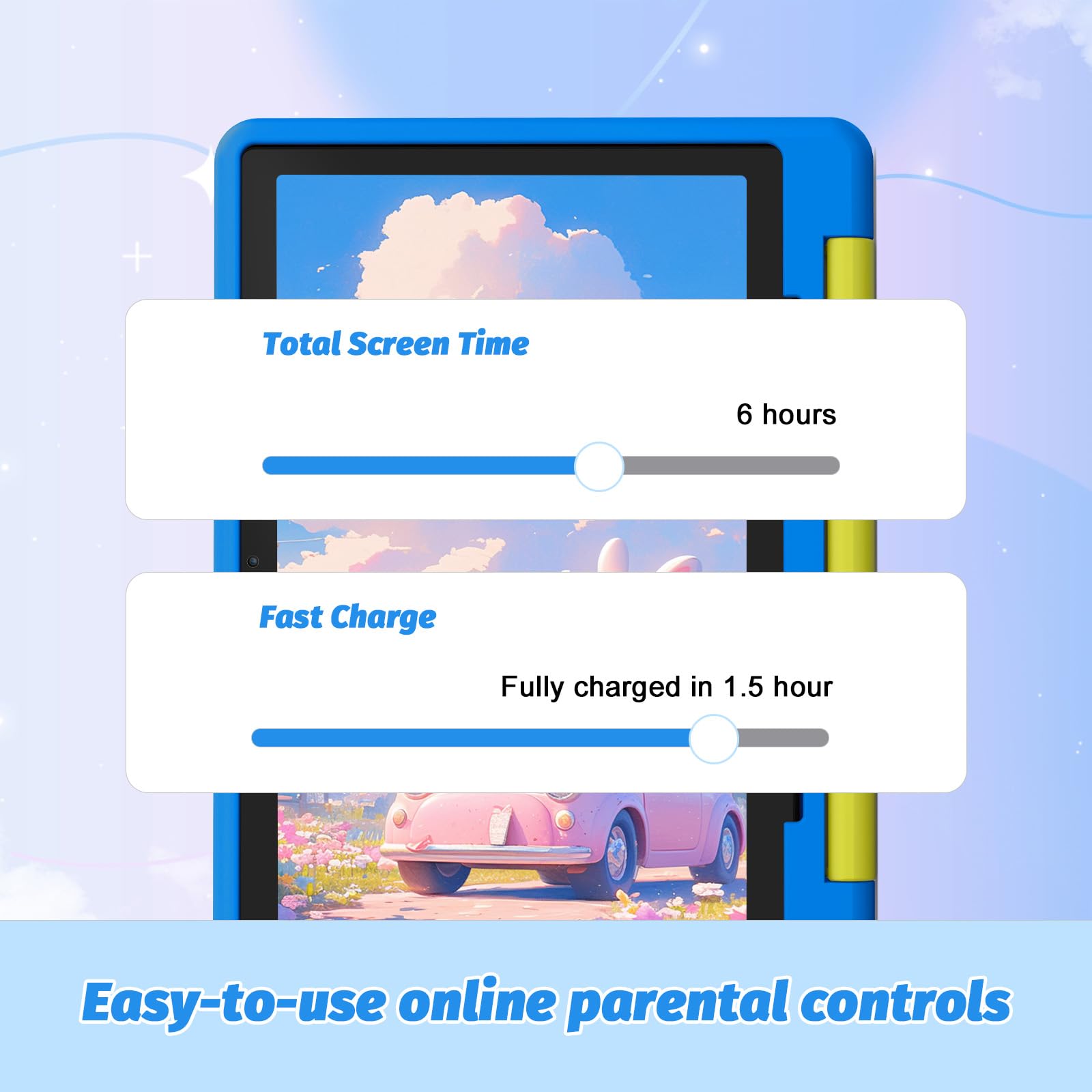 10 Inch Kids Tablet with Android 14 | Octa-Core 64GB Storage (Expandable to 1TB) | WiFi Children's Learning Tablet with Parental Controls & Dual Camera | Includes Protective Case | Perfect Gift for Toddlers & Kids | Ideal for Homeschooling, Travel, and Educational Entertainment