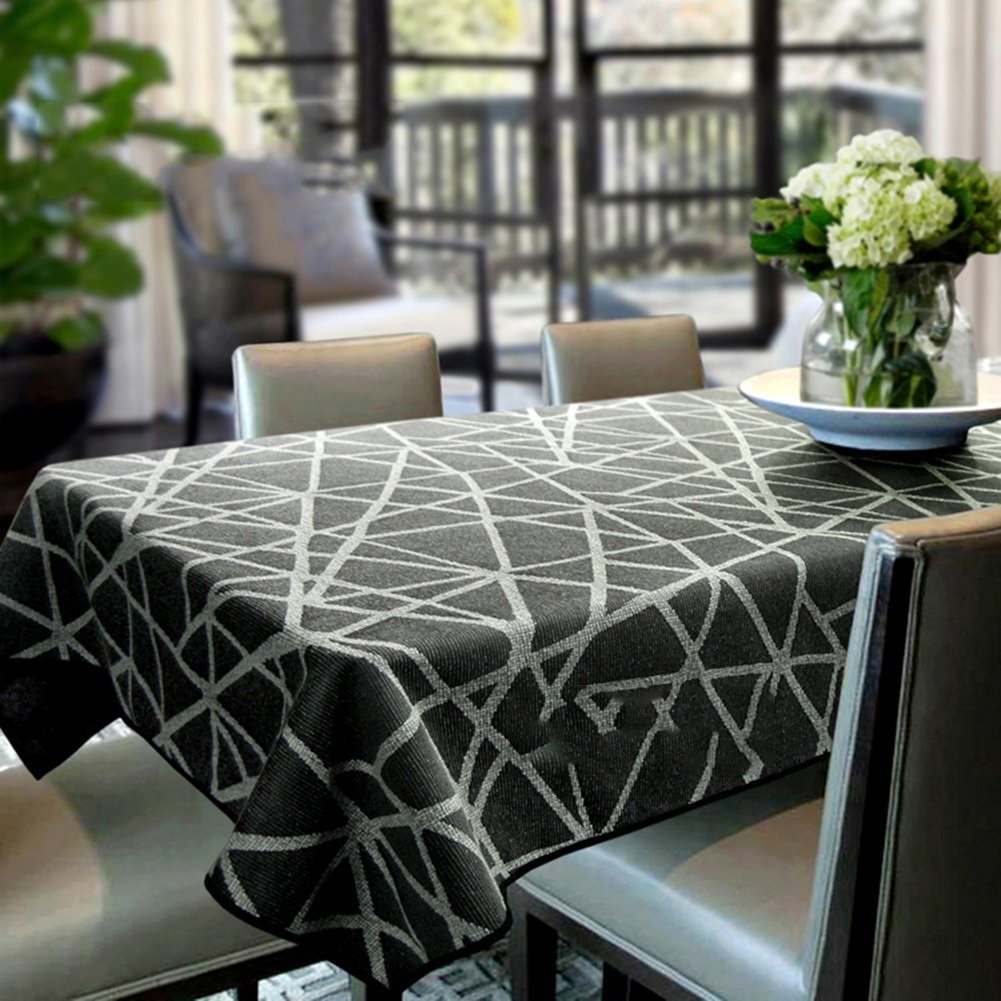 Liveinu Handmade Tablecloth for Rectangular & Round Tables - Furniture Protective Cover, Modern Decorative Tapestry with Scandinavian Pattern in Grey (35
