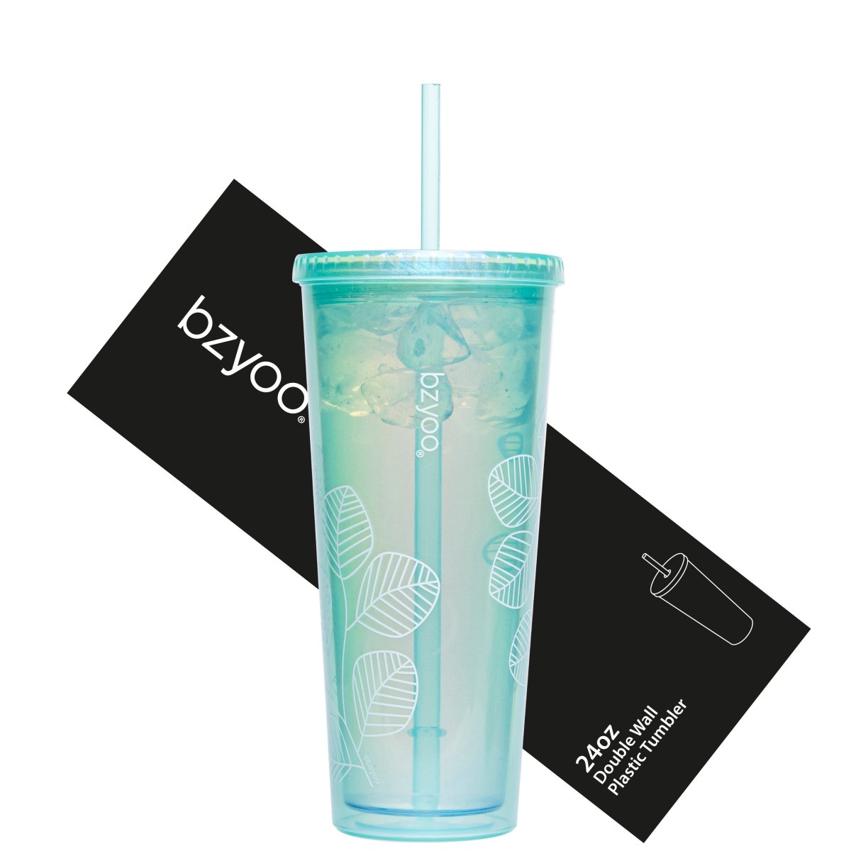 24oz Double Wall Insulated Plastic Tumbler with Lid & Straw - Pearl Green | Leakproof Travel Cup for Coffee, Iced Tea & Cold Drinks | Perfect for Office, Gym & Outdoor Activities