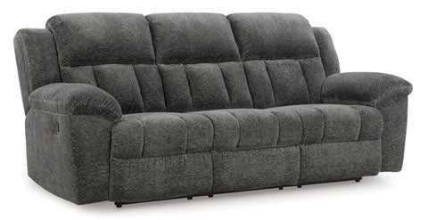 Frohn Graphite Reclining Sofa - Modern 3-Seater Recliner with Cup Holders and USB Ports | Perfect for Living Room, Home Theater & Family Relaxation