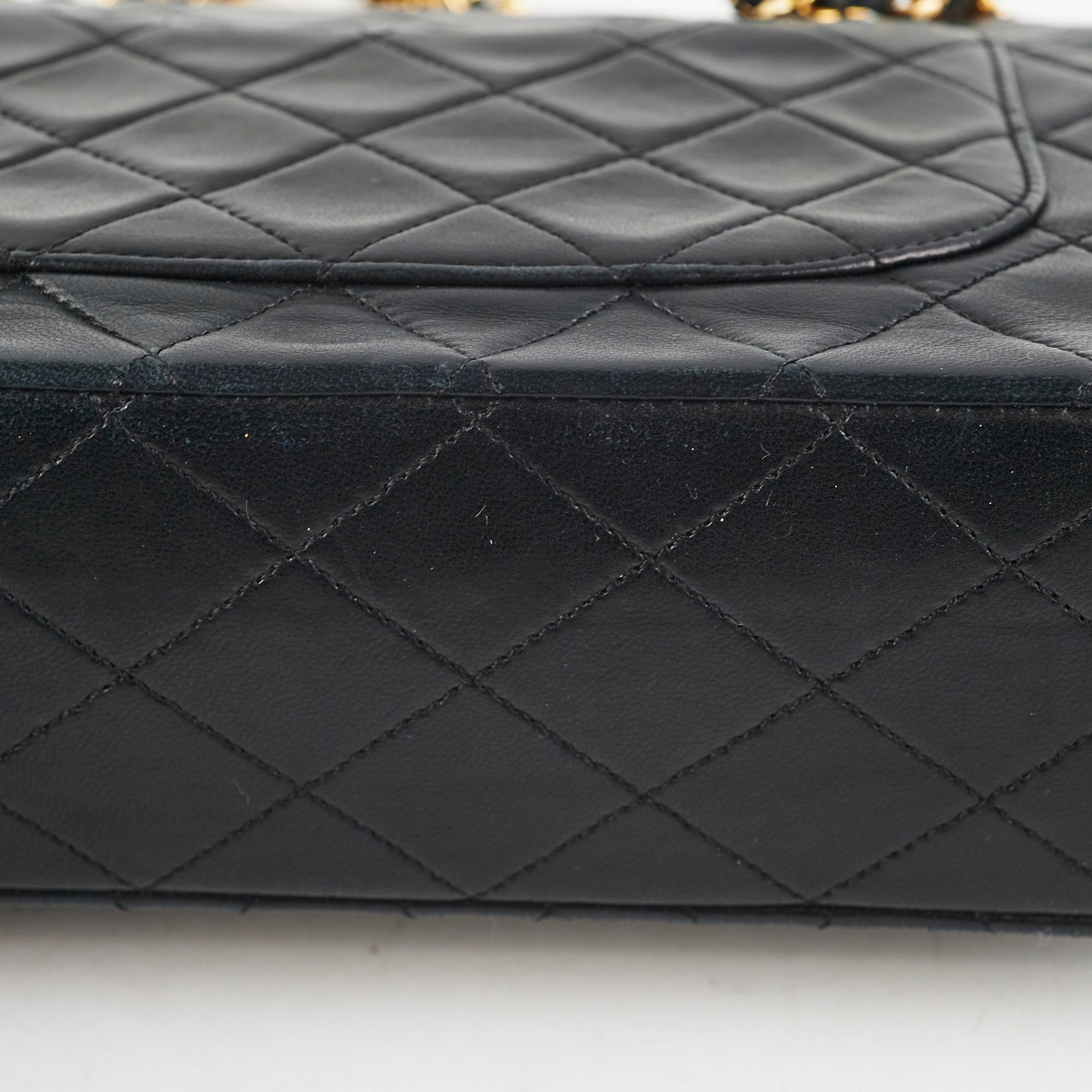 Vintage Chanel Quilted Lambskin Medium/Large Black Handbag with 24K Gold Hardware - Luxury Designer Purse for Women, Perfect for Evening Events & Special Occasions