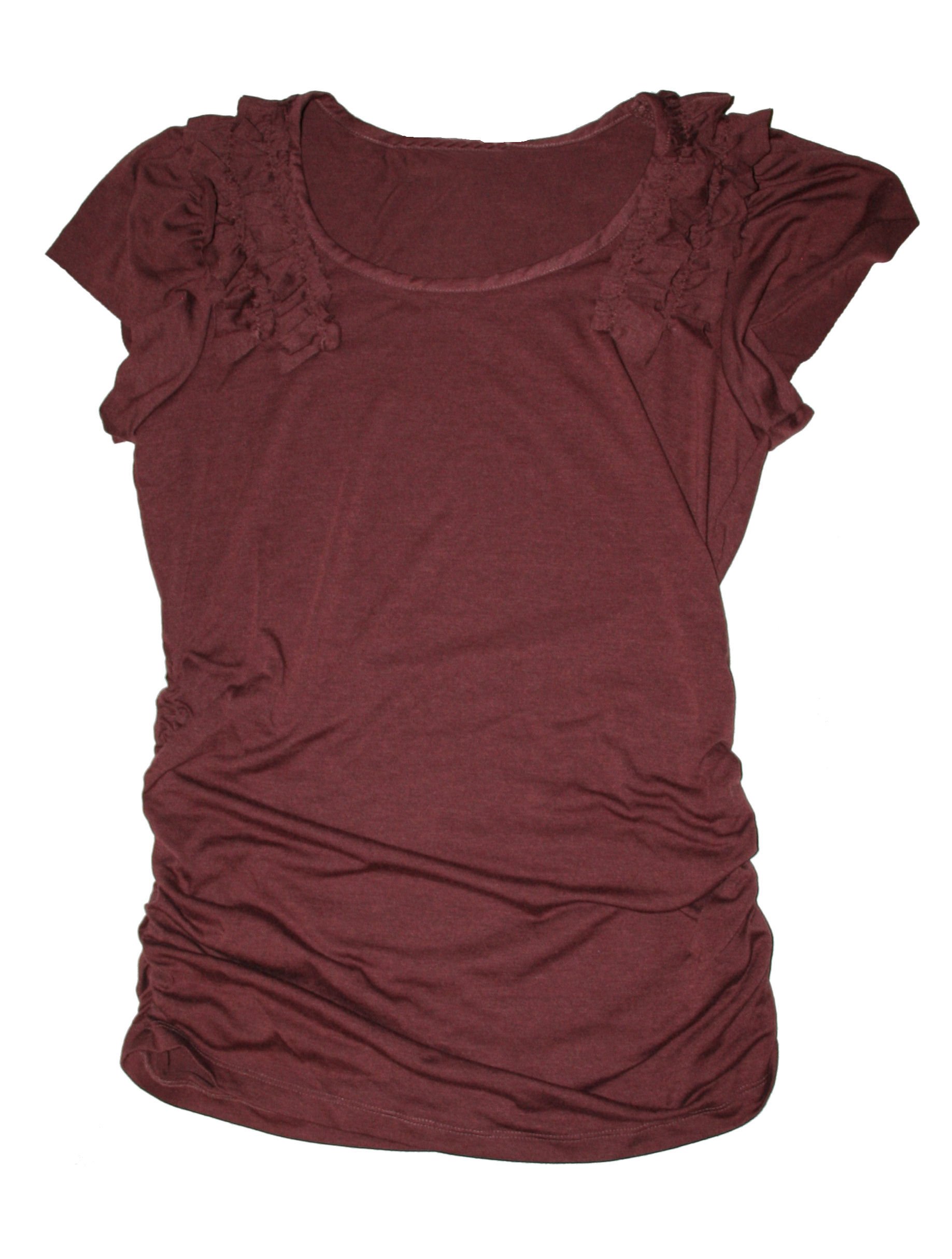 Oh Baby by Motherhood Women's Ruffle Ruched Tee - Casual Maternity Top