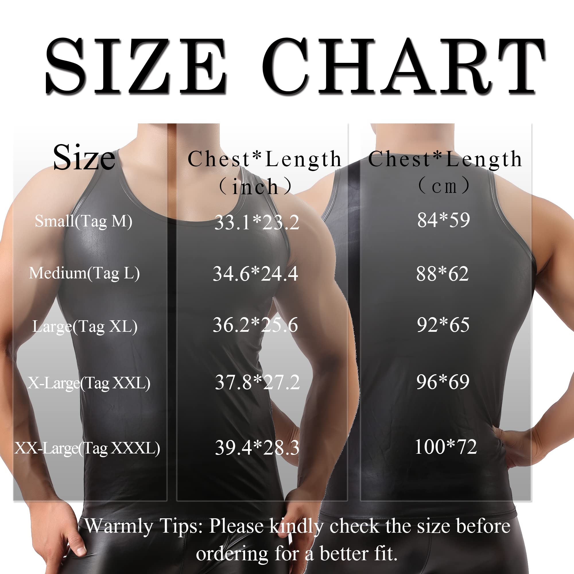 YUFEIDA Men's Faux Leather Vest Undershirt - Sleeveless Tank Top Waistcoat for Casual Wear & Layering | Perfect for Night Out, Club, Party & Street Style Fashion