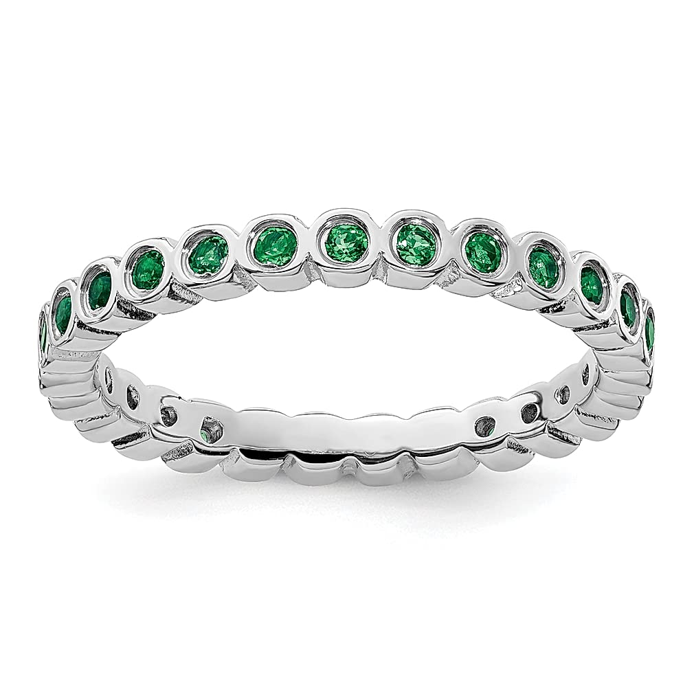 925 Sterling Silver Green Emerald Band Ring - May Birthstone Gemstone Stackable Fine Jewelry for Women | Elegant Gift for Her, Perfect for Weddings, Anniversaries & Everyday Wear