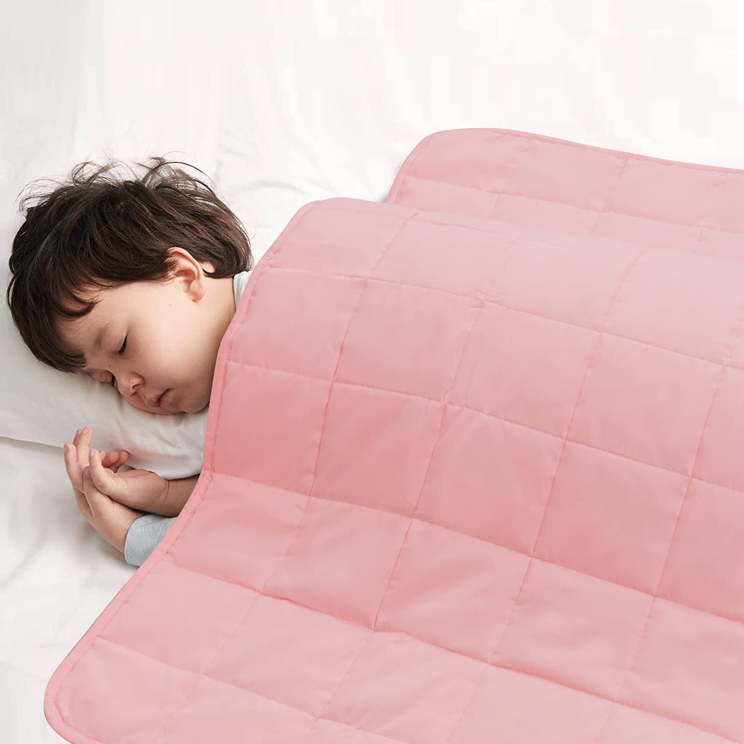 ROSMARUS 5lbs Weighted Blanket for Kids - 36x48 Inches, 100% Cotton with Glass Beads, Ultra Soft & Breathable - Calming Anxiety, ADHD, Autism - Perfect for Boys & Girls (Pink) - Ideal for Bedtime, Naps & Sensory Therapy