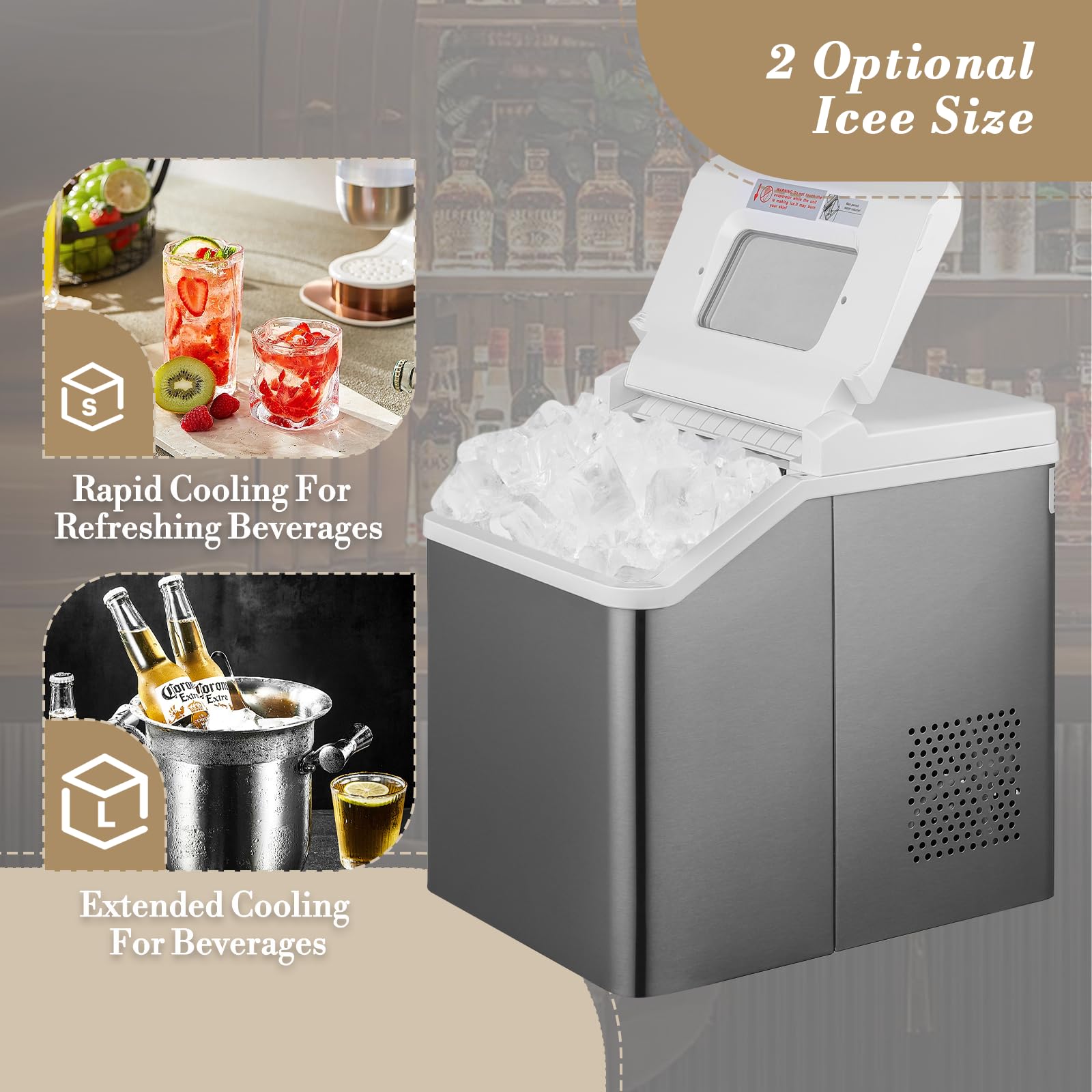 Portable Countertop Ice Maker - 32 Cubes in 20 Minutes, 33lbs Daily Output, Self-Cleaning with Ice Basket & Scoop - Compact Mini Ice Machine for Home, Kitchen, Office, Party, RV & Outdoor Camping - White