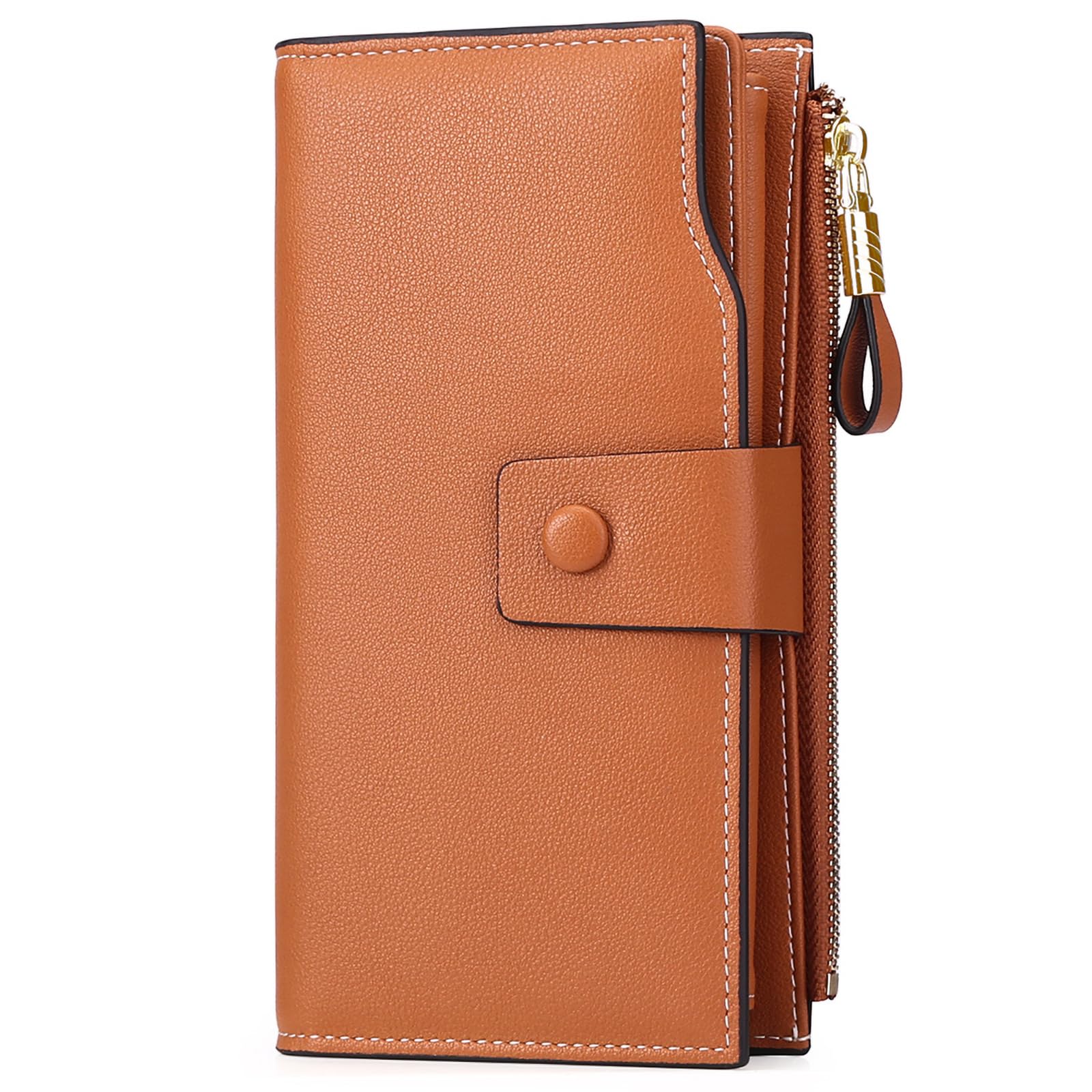 GAEKEAO Women's RFID Blocking Leather Wallet - Large Capacity Purse with Multiple Card Slots & Zipper Coin Pocket | Perfect for Everyday Use, Travel & Gift Giving