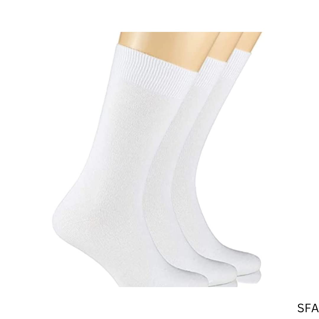 6 Pairs Women's Cotton Socks Size 4-7 - Breathable White Crew Socks for Ladies - Perfect for Work, Running, Gym, Walking & Everyday Wear - Multipack All-Day Comfort Socks