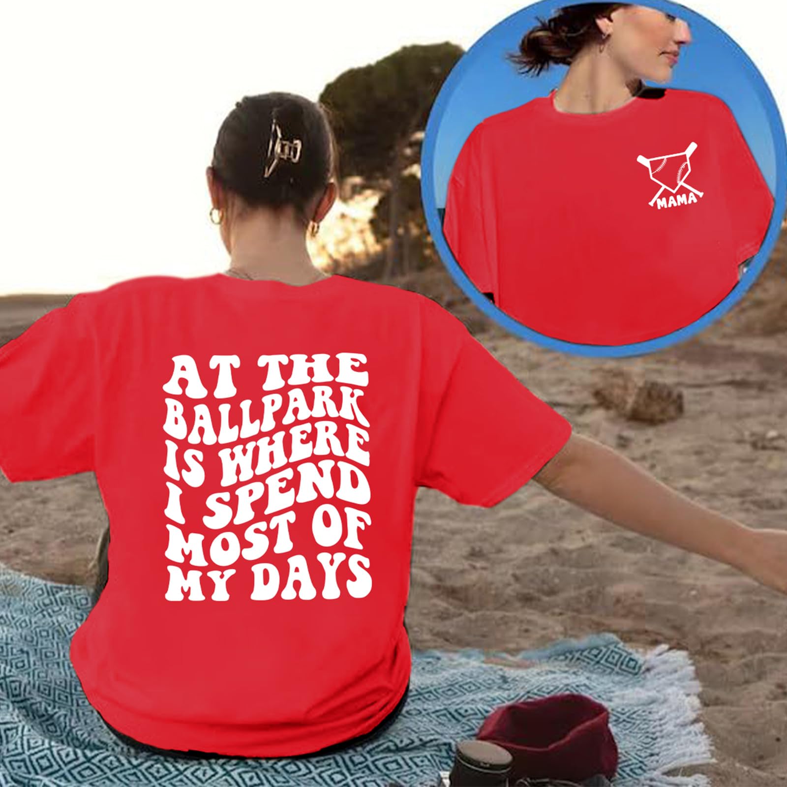 Baseball Mom Shirt - Oversized Graphic Tee for Women | Comfortable Game Day T-Shirt | Baseball Mama Life Apparel | Loose Fit Sports Mom Top - Perfect for Baseball Games, Team Events & Casual Wear
