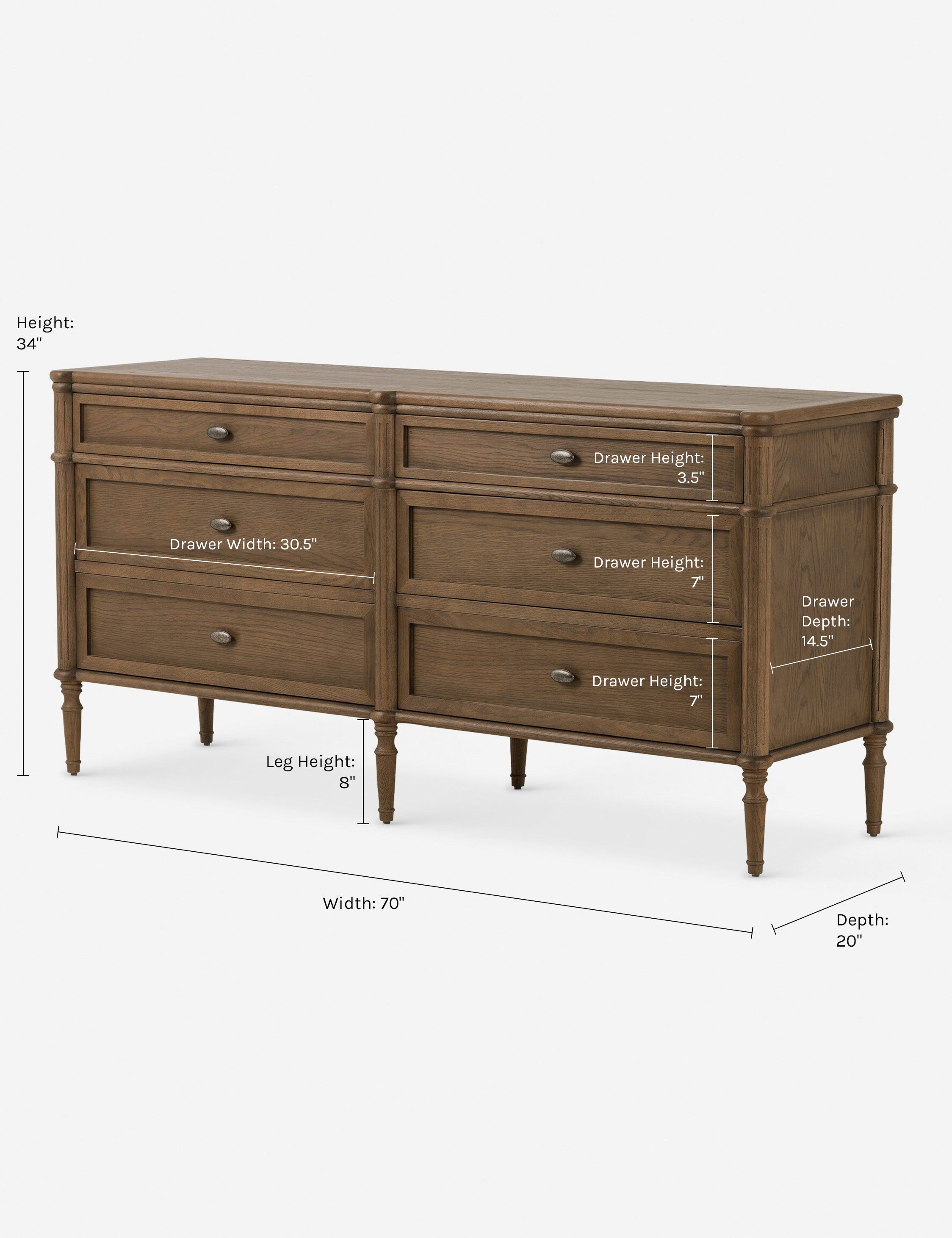 Delancey 6-Drawer Wooden Dresser for Bedroom - Stylish Storage Chest with Smooth Gliding Drawers for Clothes, Bedding & Accessories | Perfect for Master Bedroom, Guest Room & Dorm Organization
