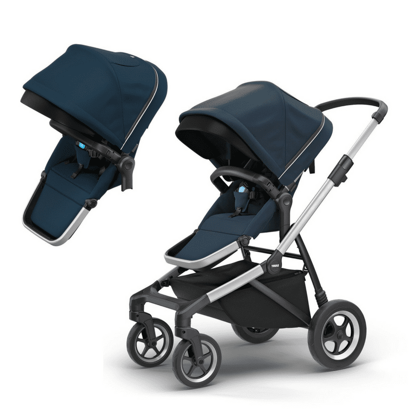 Thule Sleek Double Stroller - Lightweight Compact Baby Jogging Stroller for Twins, All-Terrain Wheels & Adjustable Canopy | Perfect for Running, Hiking & City Walks