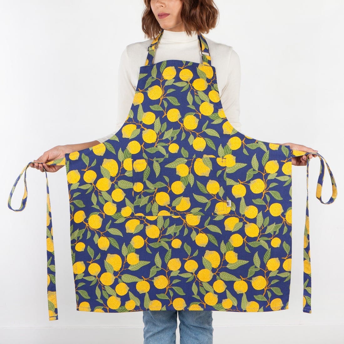 Now Designs Lemons Cotton Chef's Apron - Durable Kitchen Apron for Cooking, Baking & Grilling - Perfect for Home Chefs & Restaurant Use