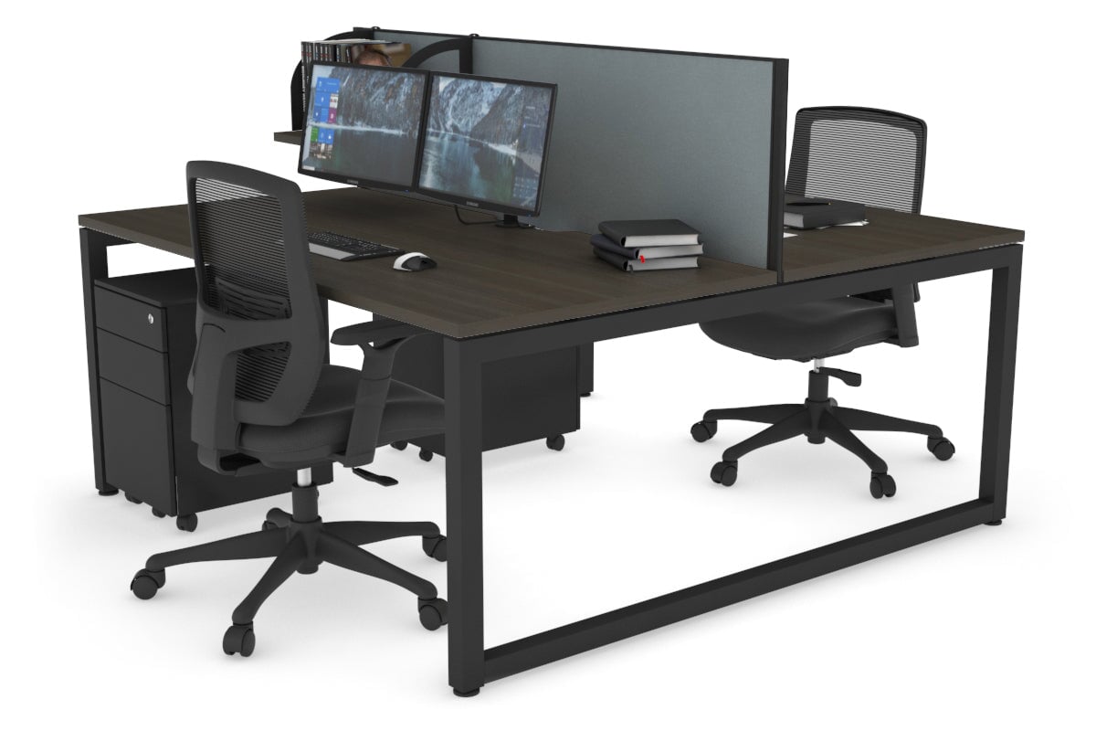 Quadro Loop Legs 2 Person Office Workstation Desk - 1400L x 800W with Cable Management Scallop | Modern Shared Workspace Solution for Home & Office