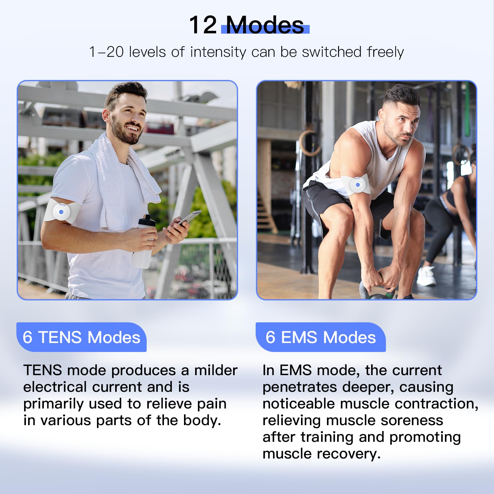 Wireless TENS & EMS Unit for Back Pain Relief - Bluetooth Muscle Stimulator Machine with APP Control for Shoulder, Leg, Neck Pain - Portable Pain Management Device for Home, Office & Gym Use