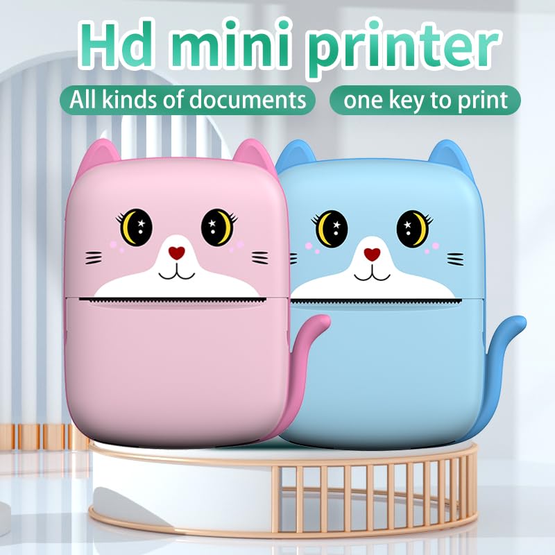 Wireless Thermal Mini Printer - Bluetooth Inkless Sticker & Label Maker for iOS/Android, Portable Pocket Printer for Notes, Kids DIY & Instant Photo Printing (Pink) | Perfect for Home Organization, School Projects, Small Business Labeling & Creative Scrapbooking