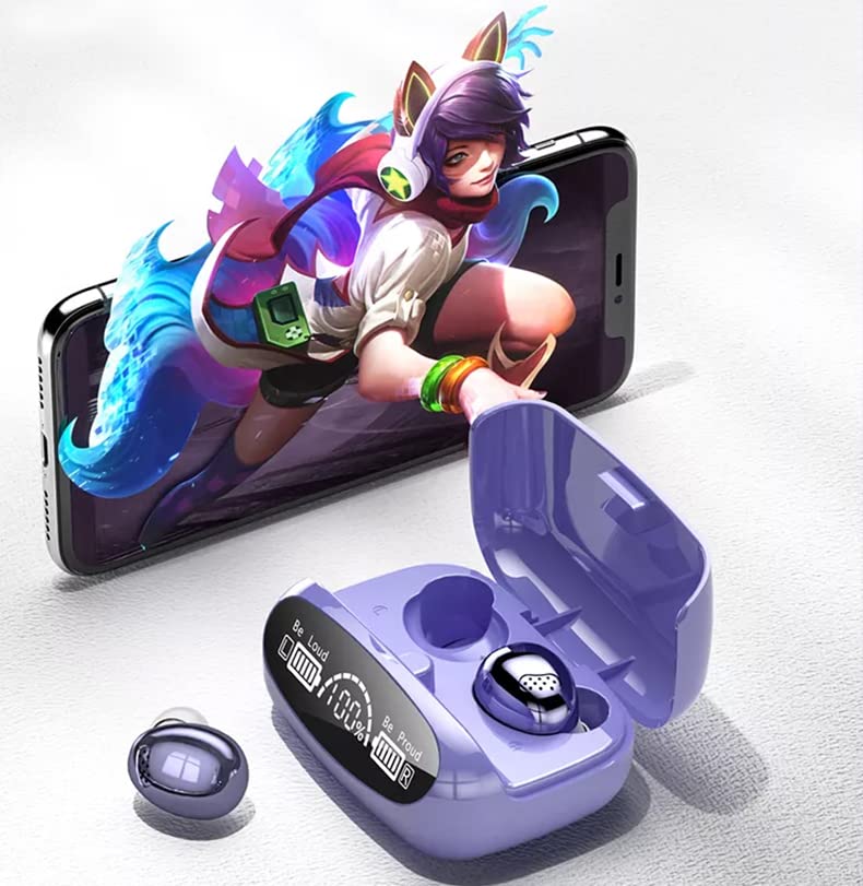 Wireless Bluetooth 5.2 Earbuds with Microphone, IPX6 Waterproof In-Ear Headphones, USB-C Rechargeable Case for iPhone Android iOS - Perfect for Gym, Running & Travel (Purple)