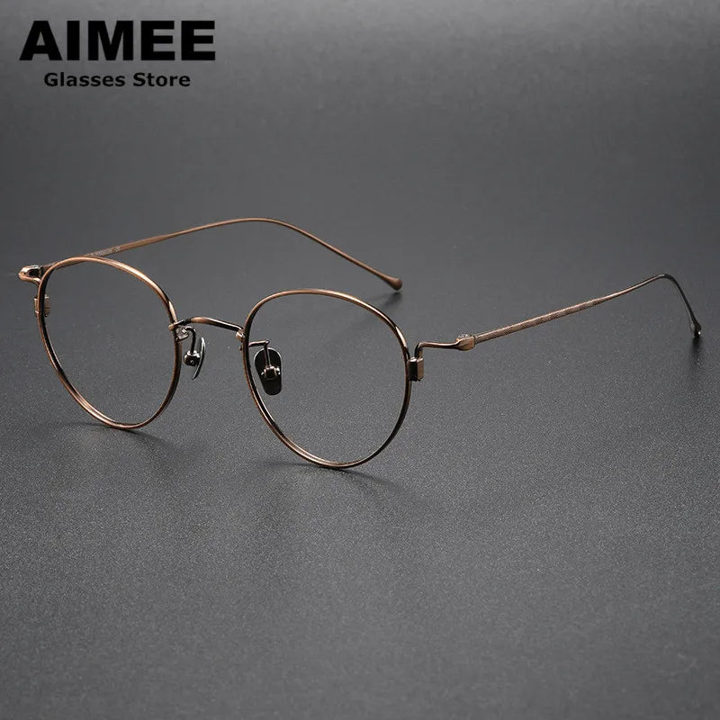Stylish Unisex Full Rim Oval Round Titanium Eyeglasses Frame 7285 - Lightweight & Durable for Work, Reading & Everyday Wear