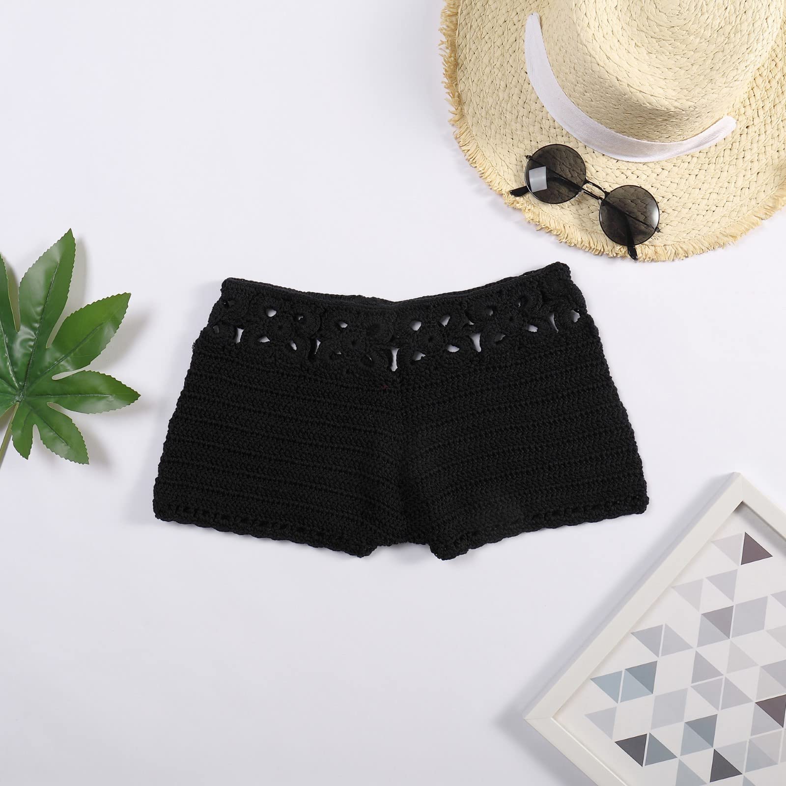 Women's Knit Crochet Shorts - Comfort Elastic Waist Summer Lounge Pants for Beach & Home