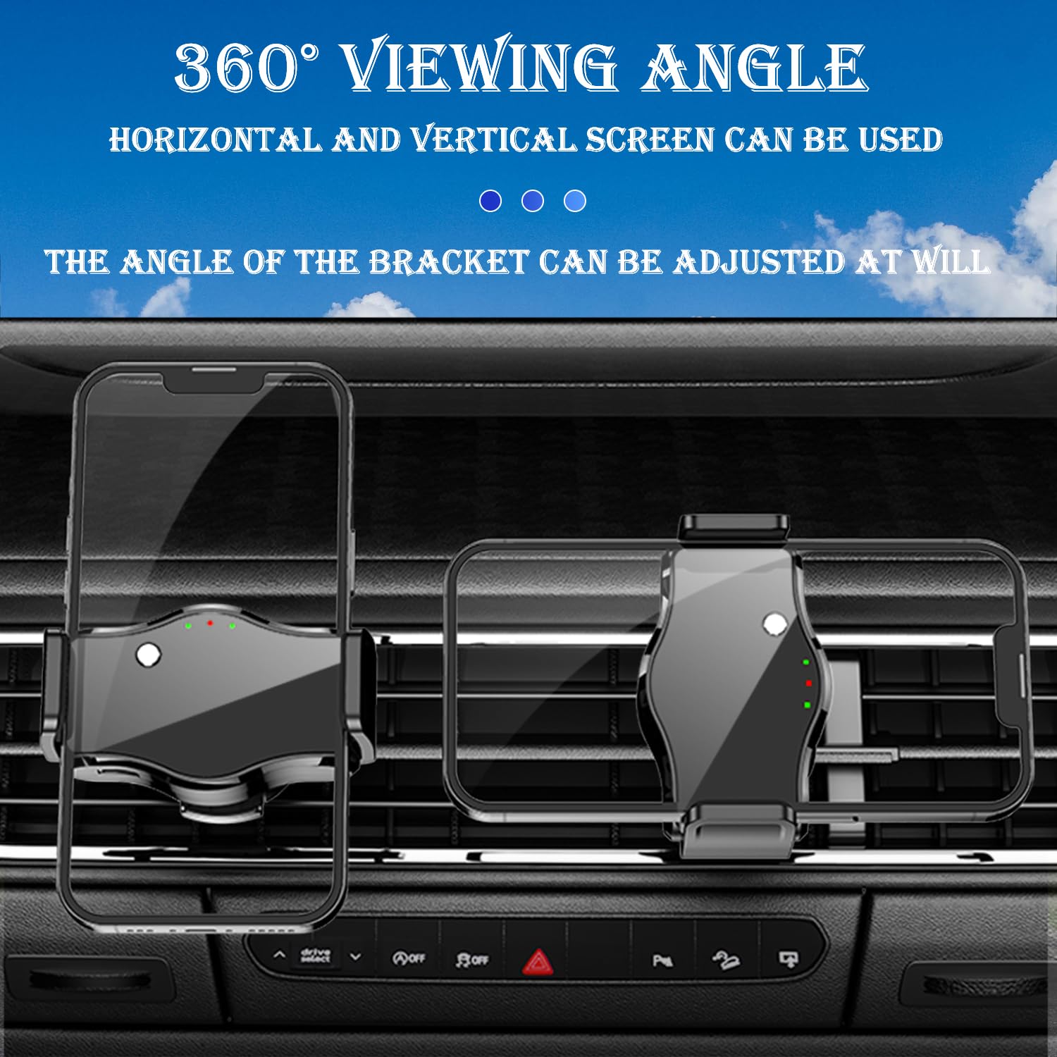 Electric Car Phone Holder with Auto Unlock & 360° Rotation - Universal Dashboard & Vent Mount for iPhone, Samsung, Pixel - Anti-Slip Design for Safe Driving | Perfect for Commuting, Road Trips & GPS Navigation