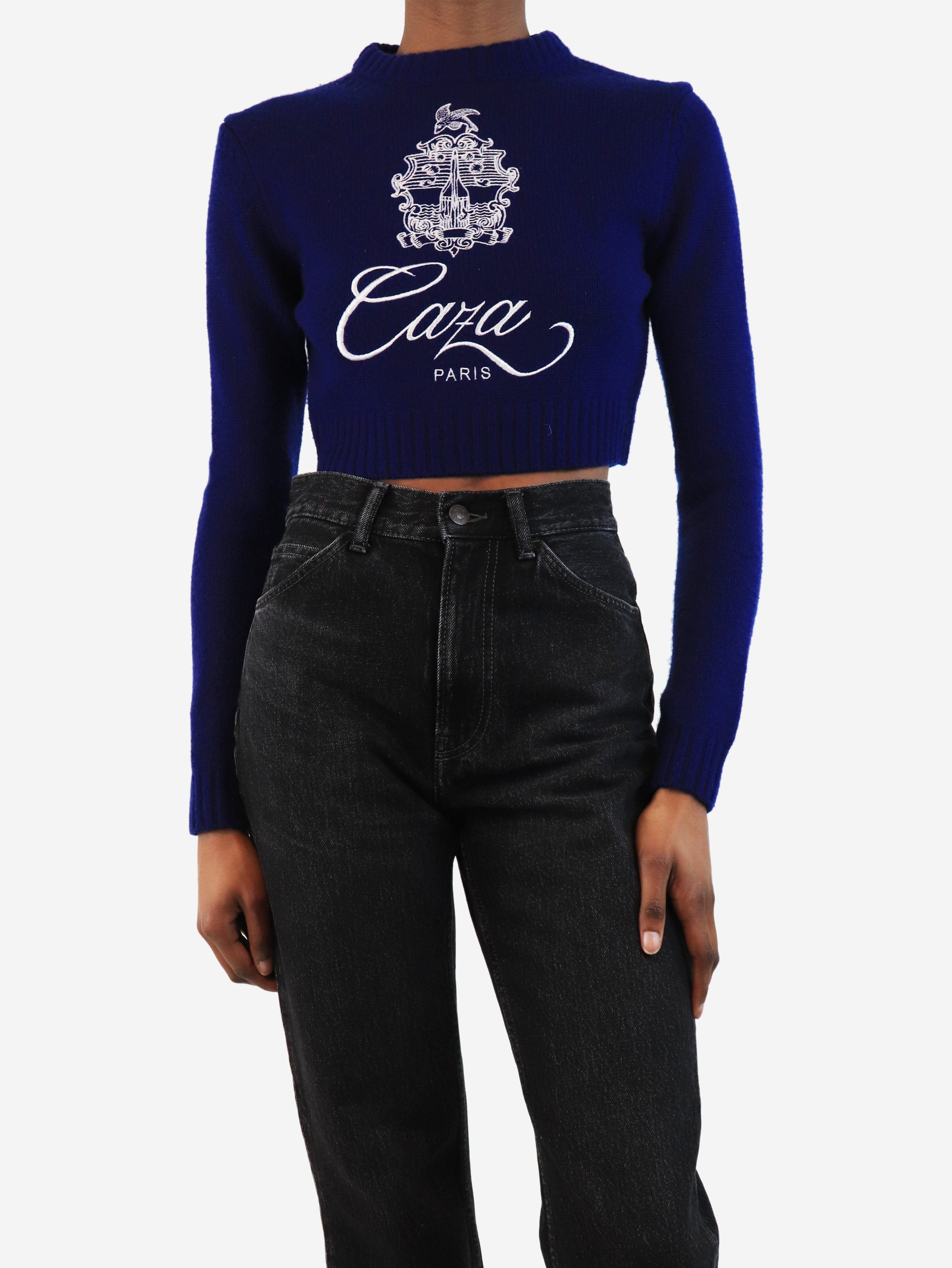 Blue Cropped Jumper Women's XS - Stylish Casual Pullover for Everyday Wear & Layering