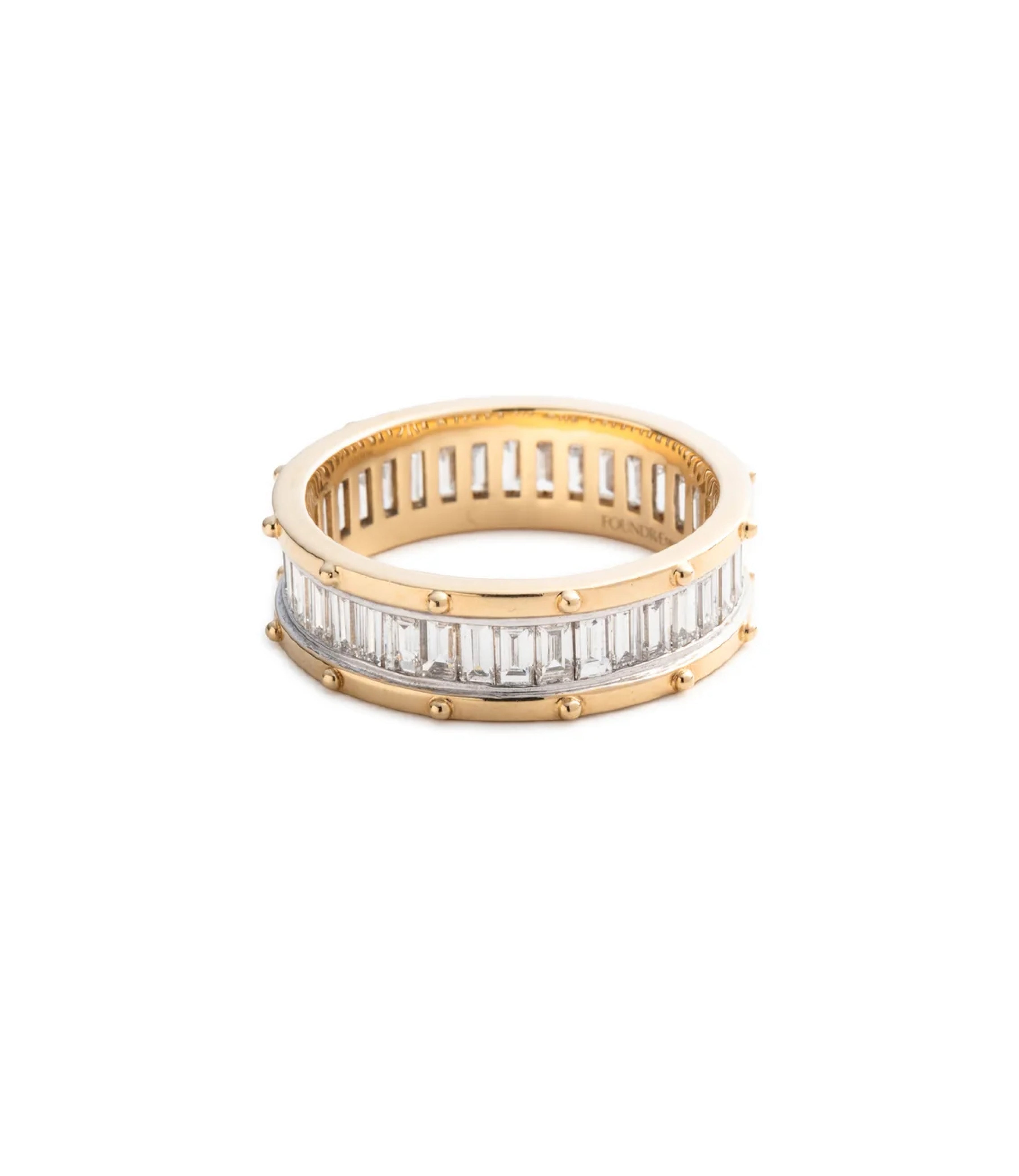 Lovestruck Pierced Wide Band Ring - 14K Yellow Gold with Baguette Diamond Accents | Elegant Wedding Band, Anniversary Gift & Everyday Jewelry for Women