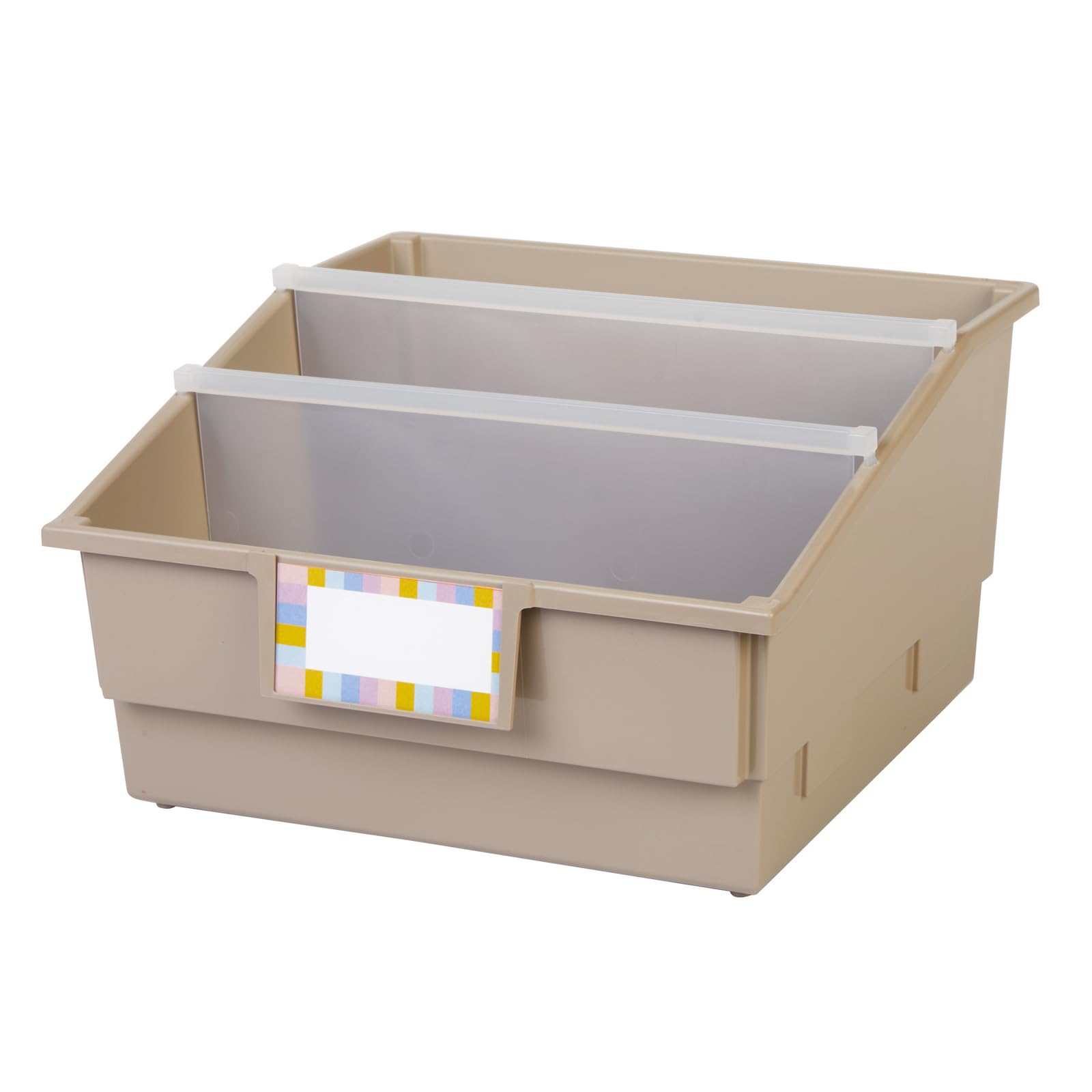 Really Good Stuff 6-Pack Tan Picture Book Classroom Library Bins with Dividers - Durable Book Storage Organizer for School, Classroom, and Home Reading Corners