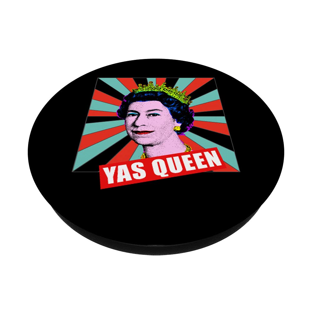 Elizabeth Yas Queen Retro Pop Art Queen of England Swappable PopGrip - Stylish Phone Grip & Stand for iPhone, Samsung & Smartphones - Perfect for Daily Use, Commuting & Travel