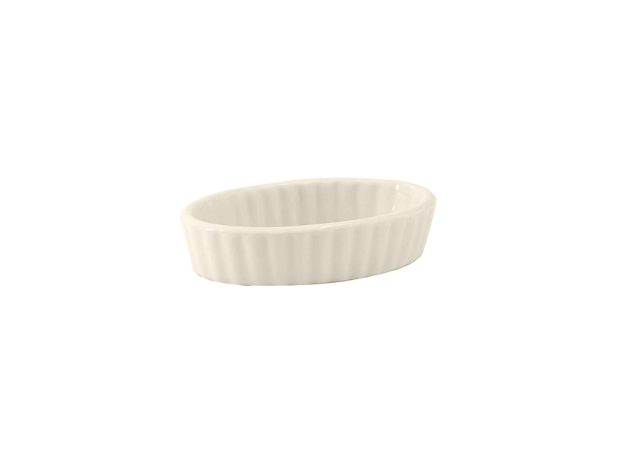 Premium Tuxton Ovenware 3-Oz Oval Creme Brulee Ramekins - Set of 24 Ivory Ceramic Dishes | Fluted Scalloped Design | Scratch & Chip Resistant | Lead & Cadmium Free | Microwave, Oven & Dishwasher Safe | Perfect for Desserts, Baking & Serving Custards