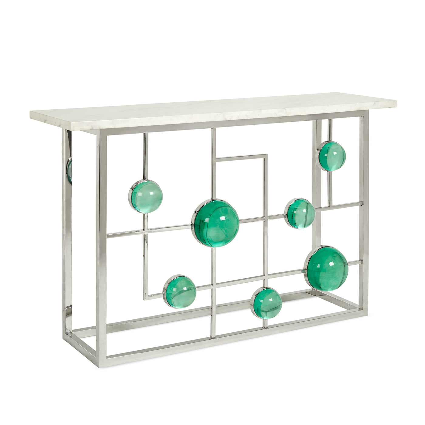 Globo Fretwork Console Table - Elegant Entryway Furniture with Intricate Metalwork Design for Hallway, Living Room & Foyer Decor