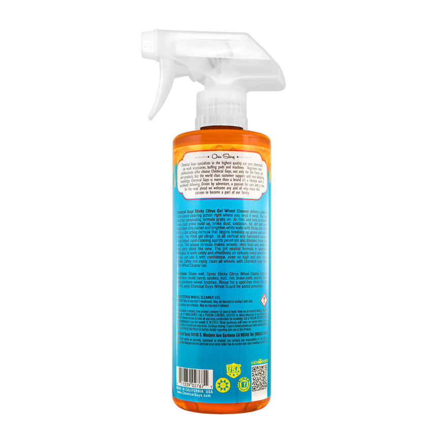 Chemical Guys Sticky Citrus Gel Wheel & Rim Cleaner (16oz) - Powerful Car Detailing for Alloy, Chrome & Painted Wheels - Perfect for Auto Enthusiasts & Professional Detailing