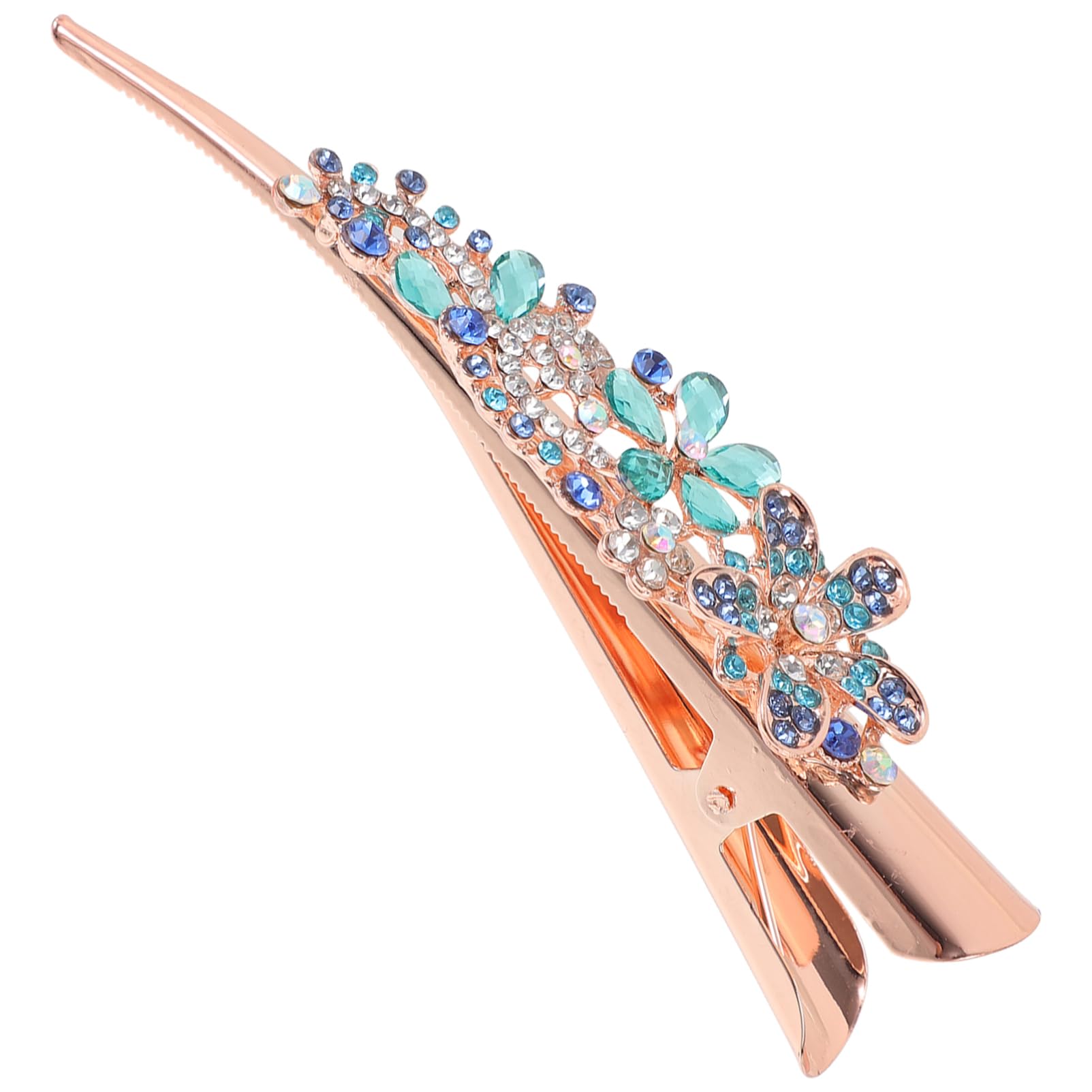 Beaupretty Rhinestone Flower Hair Clip for Women - Elegant Metal Hair Volume Clip with Horn Design, Perfect for Weddings, Parties & Everyday Styling