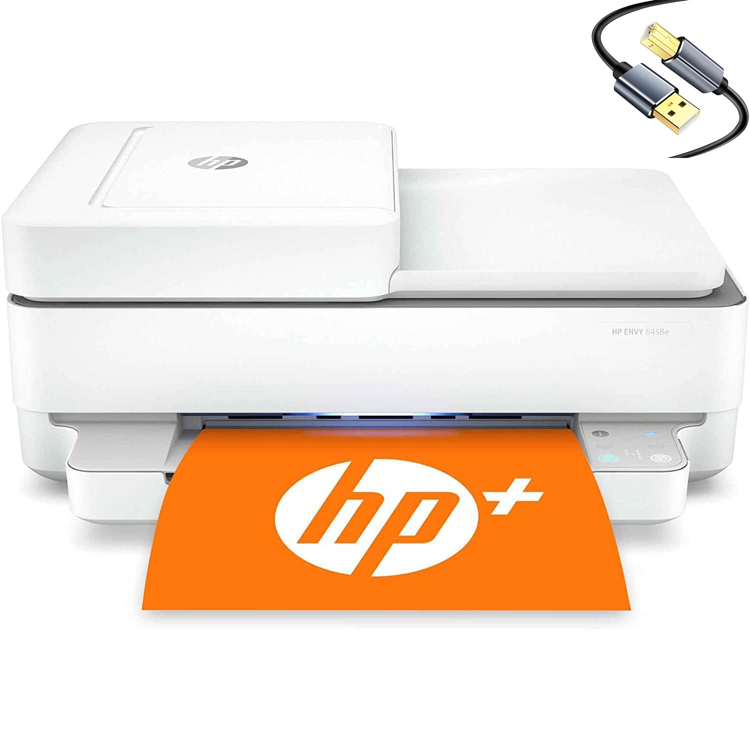 HP Envy 6458e Wireless All-in-One Color Inkjet Printer - Print, Copy, Scan - 10 ppm, 4800 x 1200 dpi Resolution, Auto 2-Sided Duplex Printing, 35-Sheet ADF - Perfect for Home Office, School Projects & Small Business Printing Needs