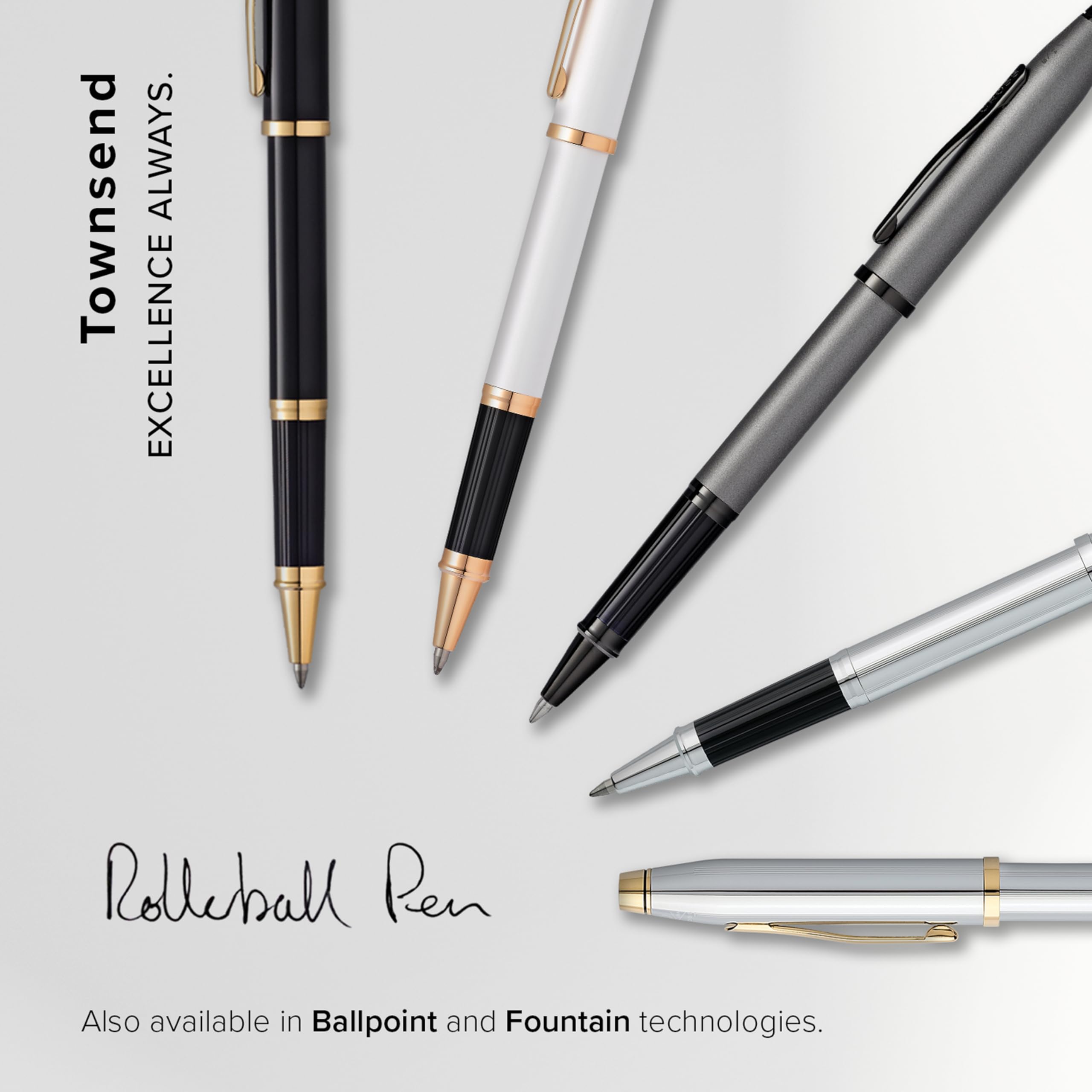 Cross Townsend Refillable Rollerball Pen - Premium Chrome-Plated Executive Pen with Luxury Gift Box - Ideal for Business Gifts, Office Use & Professional Writing